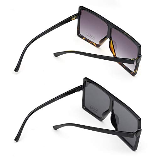 Stylish Set of 2 Oversized Sunglasses for Women & Men - UV Protection Fashion Shades - Perfect for Beach, Driving & Outdoor Activities