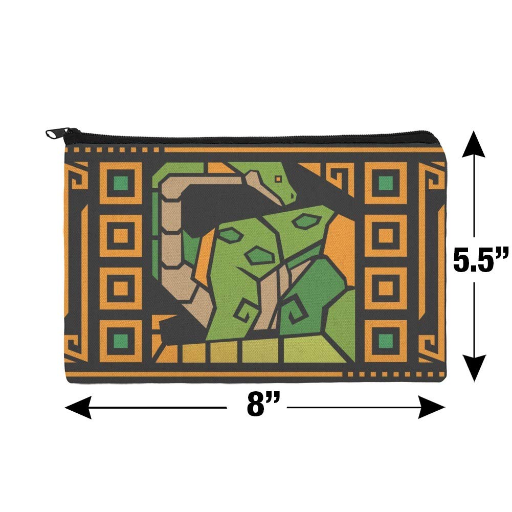 **Stylish Geometric Apatosaurus Dinosaur Cosmetic Bag - Aztec Mayan Inspired Makeup Pouch for Travel & Organizer | Perfect for Makeup Brushes, Toiletries & Accessories**