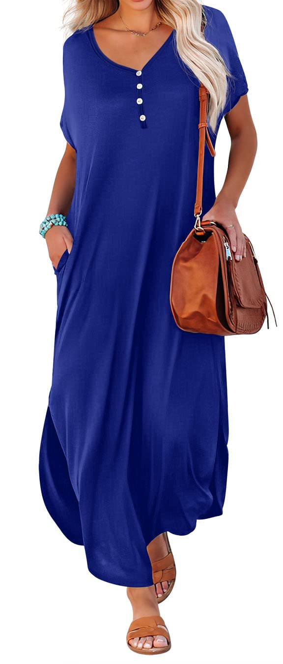GRECERELLE Women's Summer Casual Long Sleeveless Maxi Dress with High Slits - Beach Cover Up, Vacation Outfit, Boho Chic Party Wear