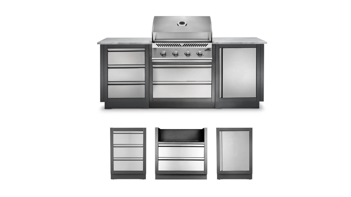 Napoleon OASIS™ 100 Outdoor Kitchen Island - Premium Stainless Steel Grill Station with Side Burner & Storage - Perfect for Backyard BBQs, Patio Parties & Outdoor Entertaining