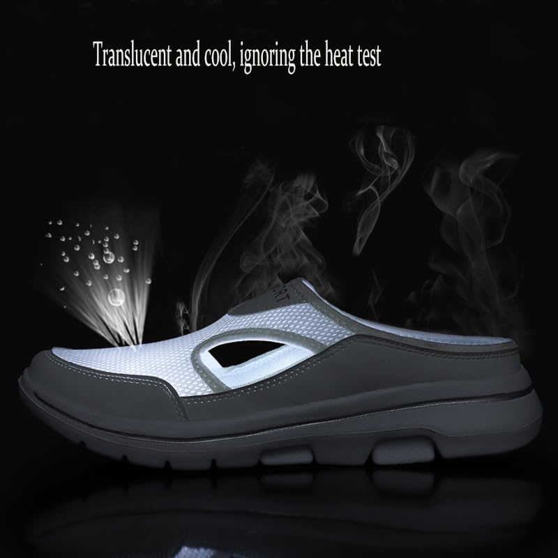 RiceelSor Women's Breathable Mesh Hollow Out Mule Sneakers - Slip On Backless Lightweight Knit Shoes with Arch Support & Platform - Comfortable Walking Slippers for Women (Plus Size Available) - Perfect for Casual Wear, Travel & Home Use