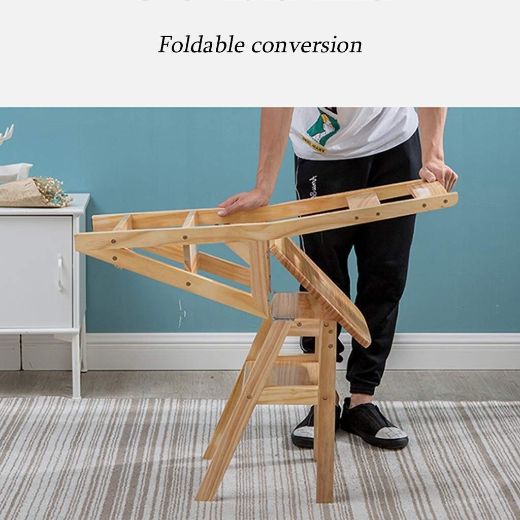 LUDIST 4-Step Wooden Folding Step Stool for Home, Office & Library - Multi-Purpose Climbing Stool with Storage Shelf - Perfect for Reaching High Shelves, Organizing & Decorating