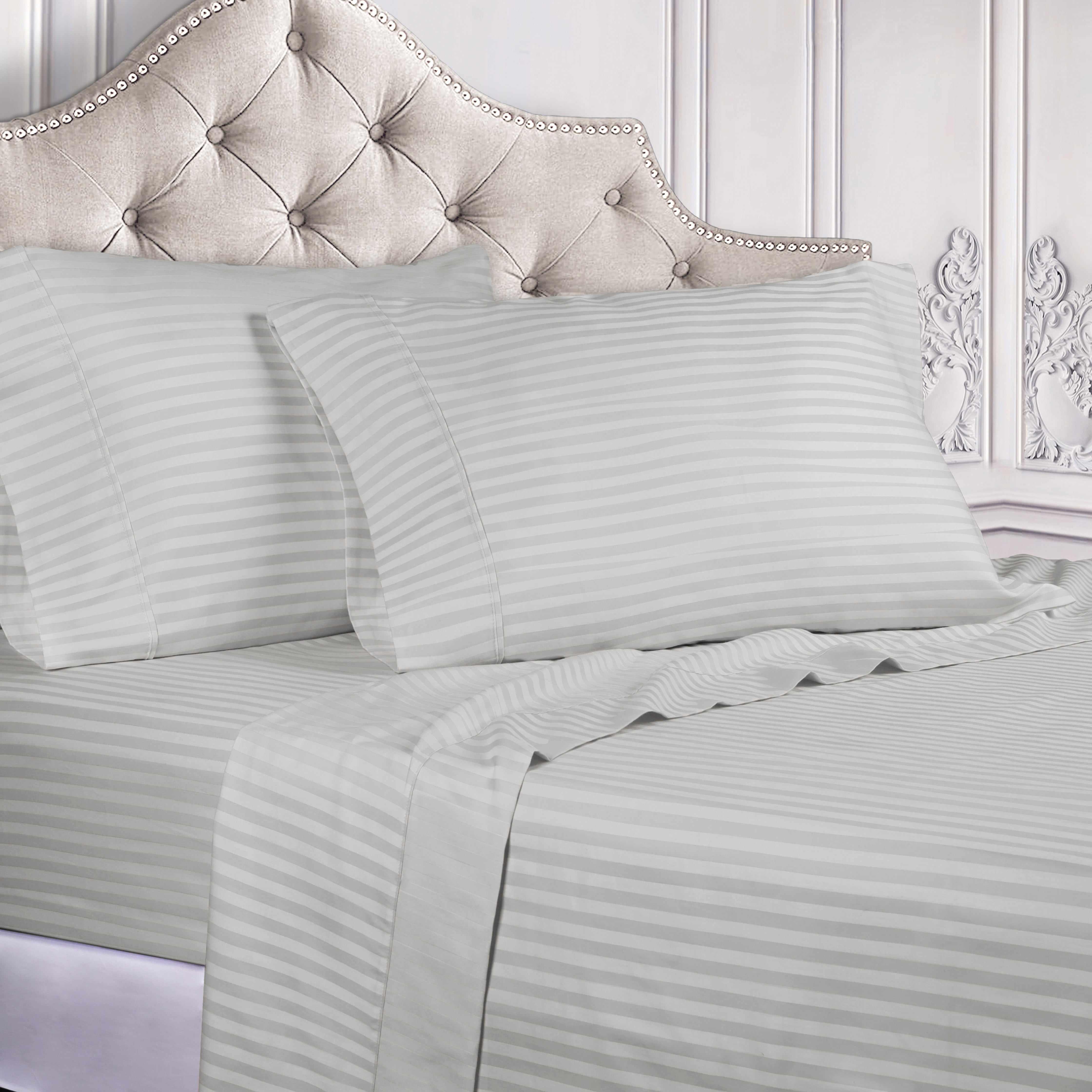 Premium 400 Thread Count Egyptian Cotton Sheet Set - Deep Pocket, Striped Design for Ultimate Comfort - Perfect for Master Bedrooms, Guest Rooms & Luxury Hotels