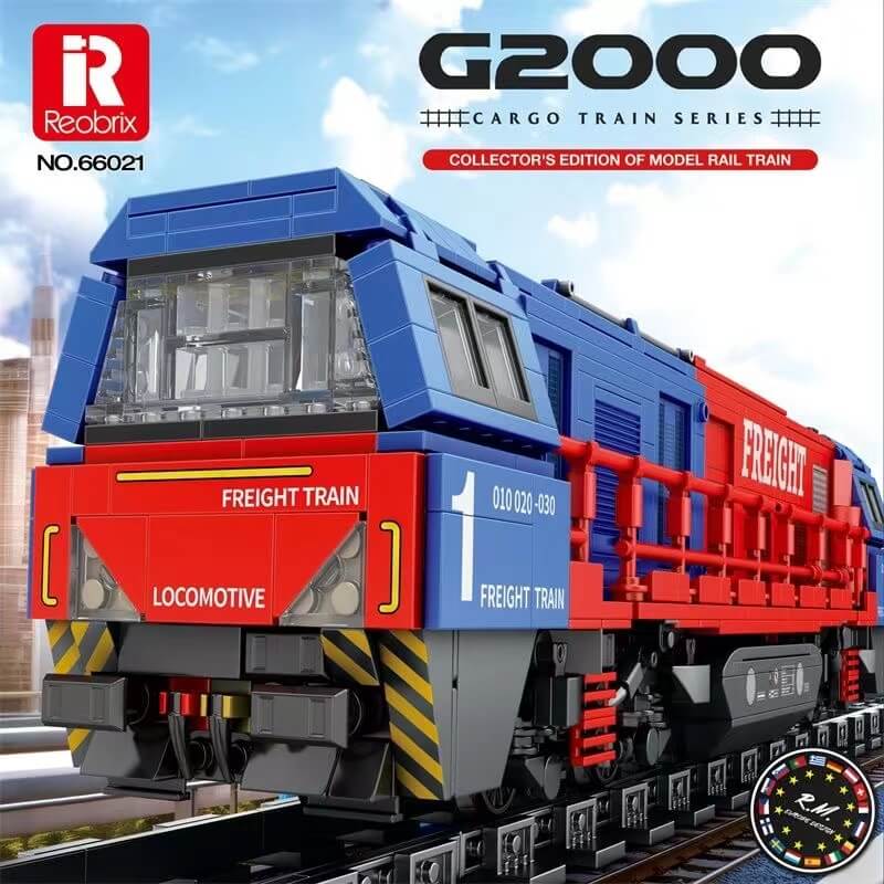 REOBRIX 66021 G2000 European Freight Train Building Blocks Set - 1000+ Pieces STEM Toy for Kids & Adults | Perfect for Train Enthusiasts, Collectors & Creative Play | Great Gift for Birthday, Christmas & Model Train Displays
