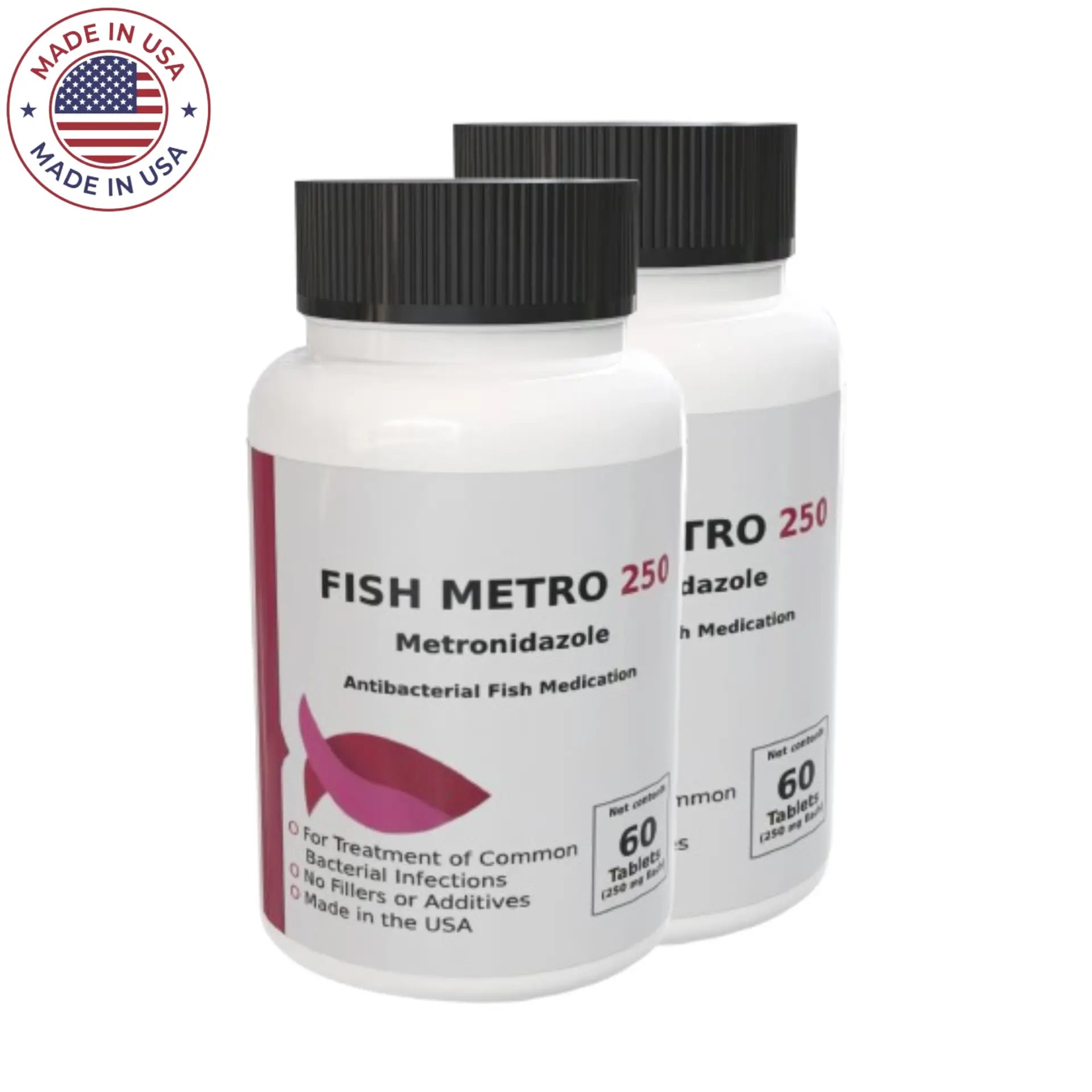 Aqua Zole Metronidazole 250mg - 60 Tablets (2 Pack) | Fish Antibiotic Treatment for Bacterial Infections | Ideal for Aquarium & Pond Fish Care