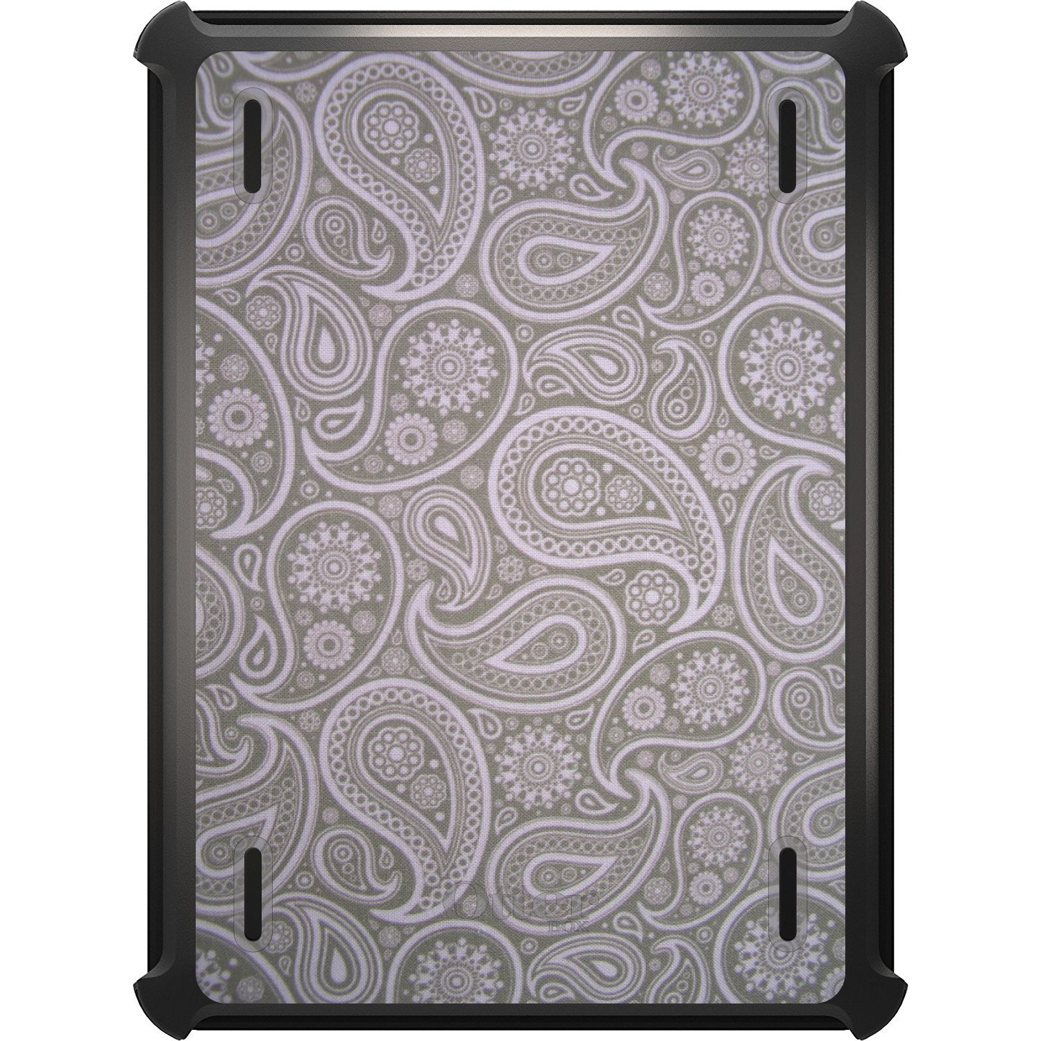 DistinctInk Protective Case for iPad Air 4 (2020 Model) - Slim Black Replacement Cover Compatible with OtterBox Defender - Grey Black Paisley Design | Perfect for Work, Travel & Everyday Use