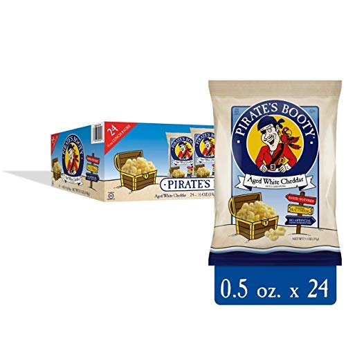 Pirate's Booty Aged White Cheddar Cheese Puffs - Healthy Kids Snacks, 0.5oz (Pack of 24) - Set of 2 - Perfect for School Lunches, After-School Treats & Birthday Party Favors
