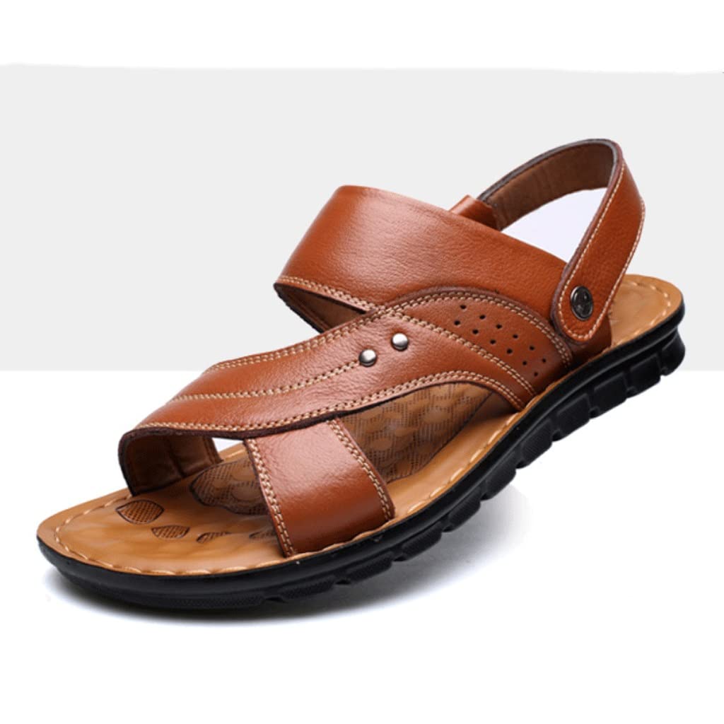 WDBBY Men's Summer Casual Sandals - Breathable Rubber Slippers with Stripe Design (Yellow, Size 43) | Perfect for Beach, Pool & Outdoor Activities