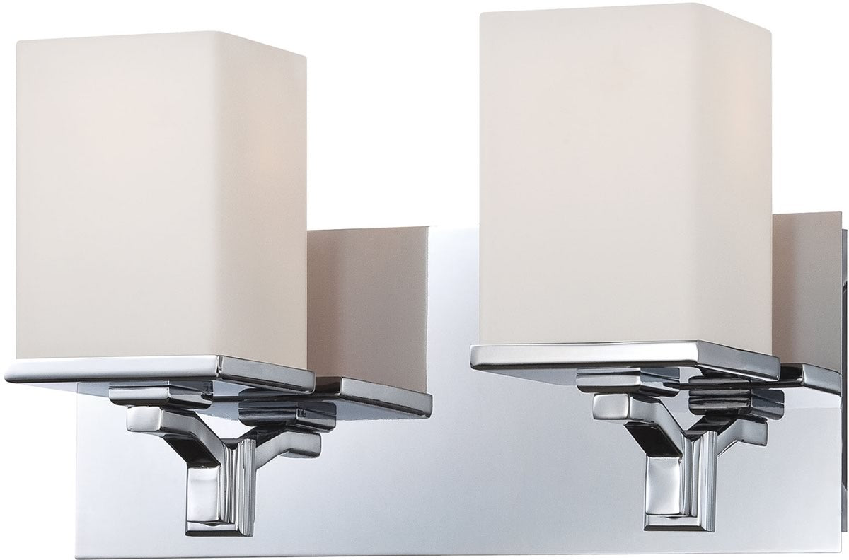 13W LED Vanity Light with Ramp 2 Bulbs - Chrome Finish & White Opal Glass Shade - Perfect for Bathroom, Bedroom, and Dressing Room Makeup Lighting