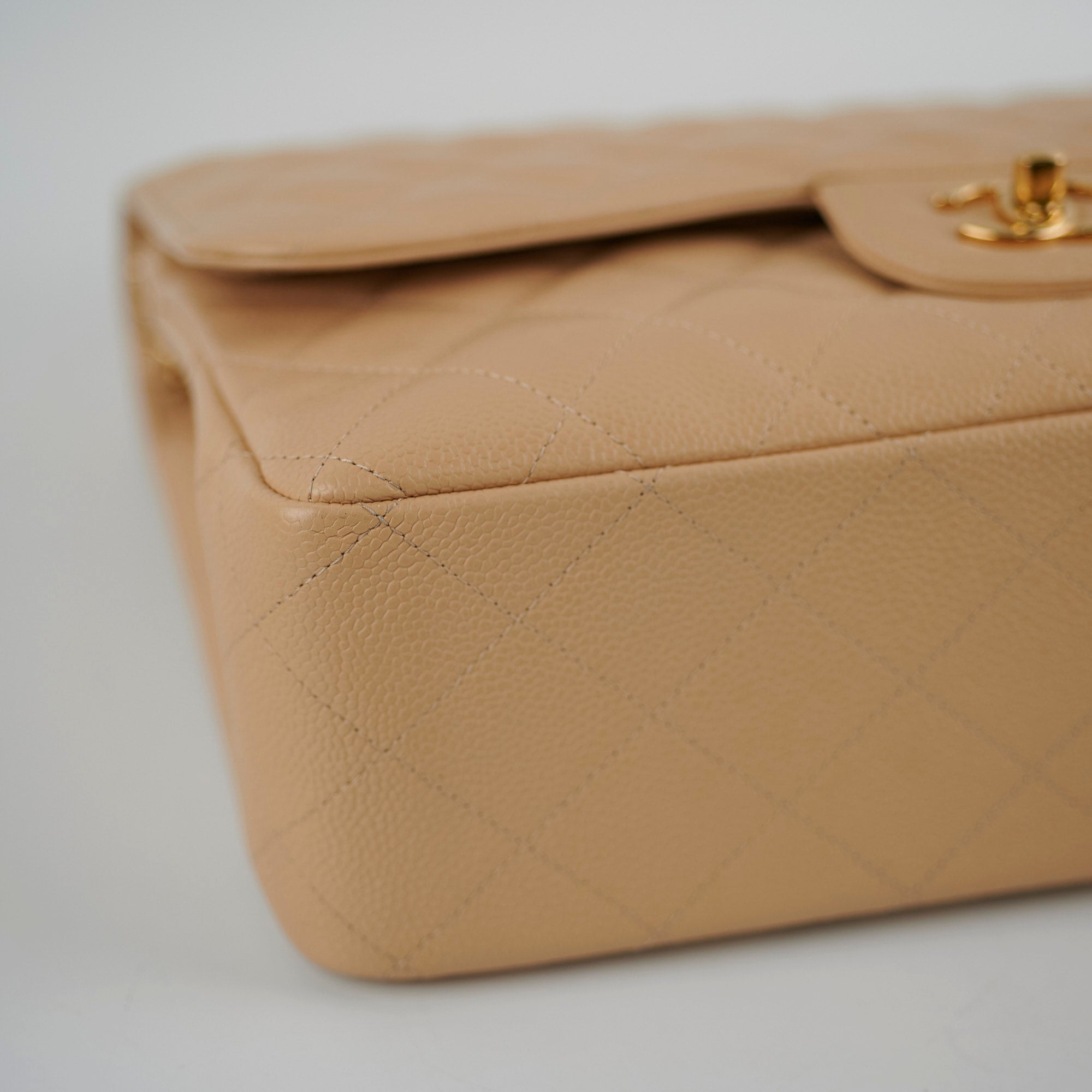 Chanel Classic Flap Jumbo Bag in Caviar Leather Beige - Luxury Designer Handbag for Women, Perfect for Work, Evening Events & Everyday Use