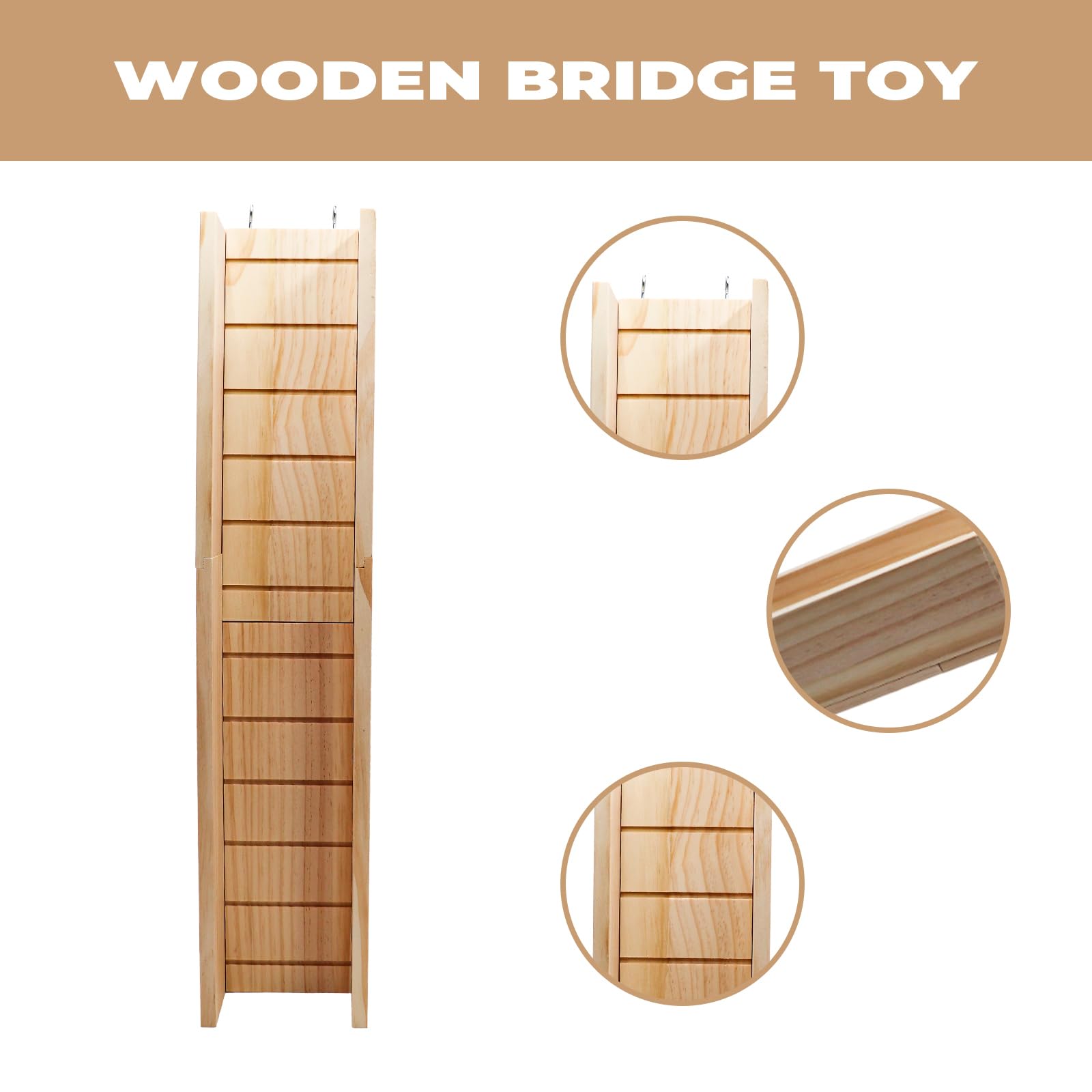 Wooden Guinea Pig Ramp for Cage - Hamster Ladder & Platform Toy - Small Animal Bridge Accessories for Guinea Pigs, Hamsters, Rats, Chinchillas & Squirrels - Perfect for Cage Climbing, Play & Exercise