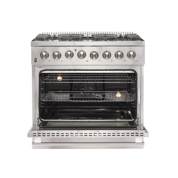 Forno Galiano Gold Professional 36-Inch 5.36 cu. ft. Freestanding Dual Fuel Range - Gas Stove & Electric Oven in Stainless Steel (FFSGS6156 36) | Perfect for Home Chefs & Modern Kitchens