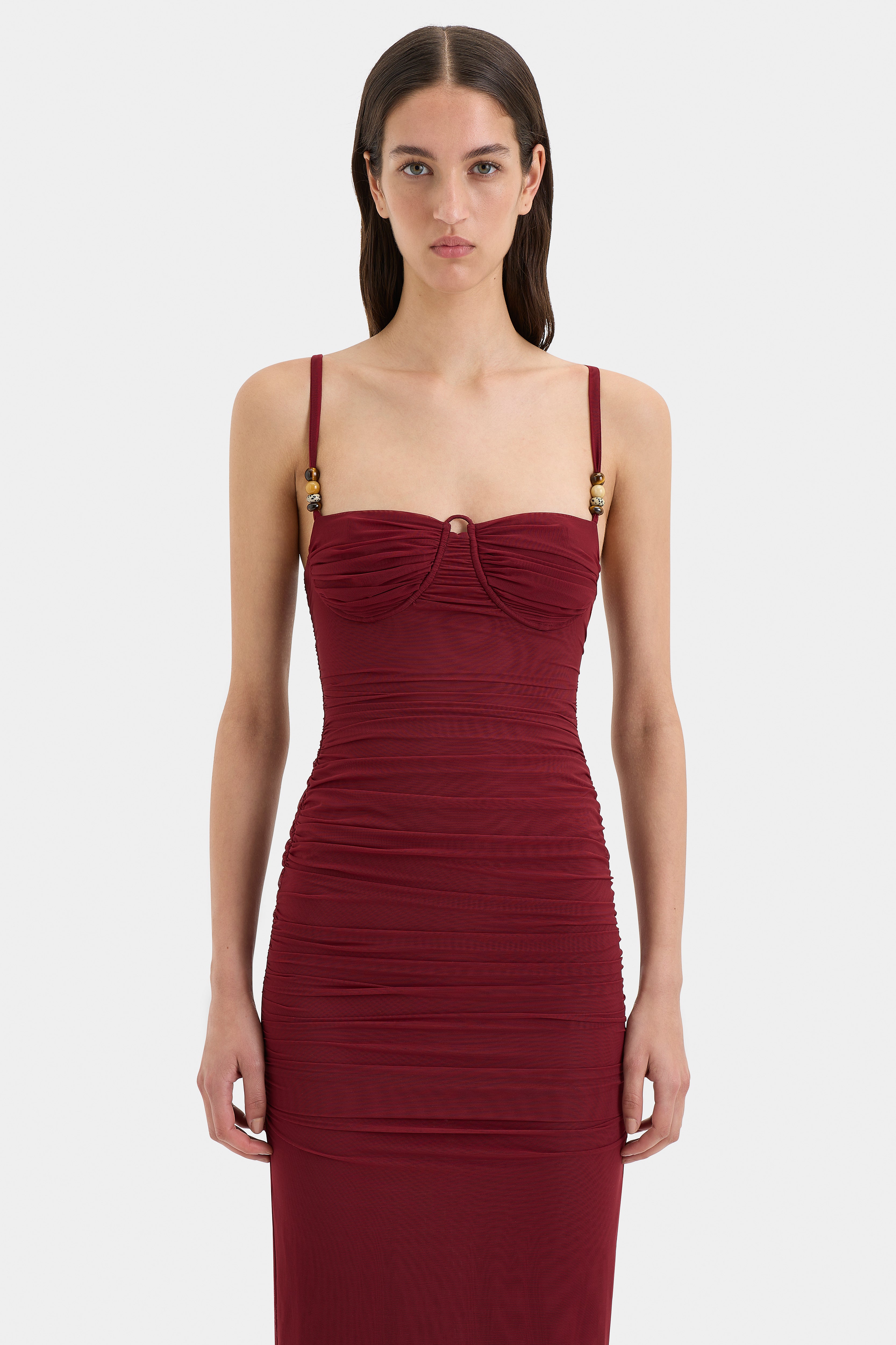 Jacques Beaded Midi Dress for Women - Elegant Floral Embroidery Party & Evening Gown - Perfect for Weddings, Cocktails, and Special Occasions