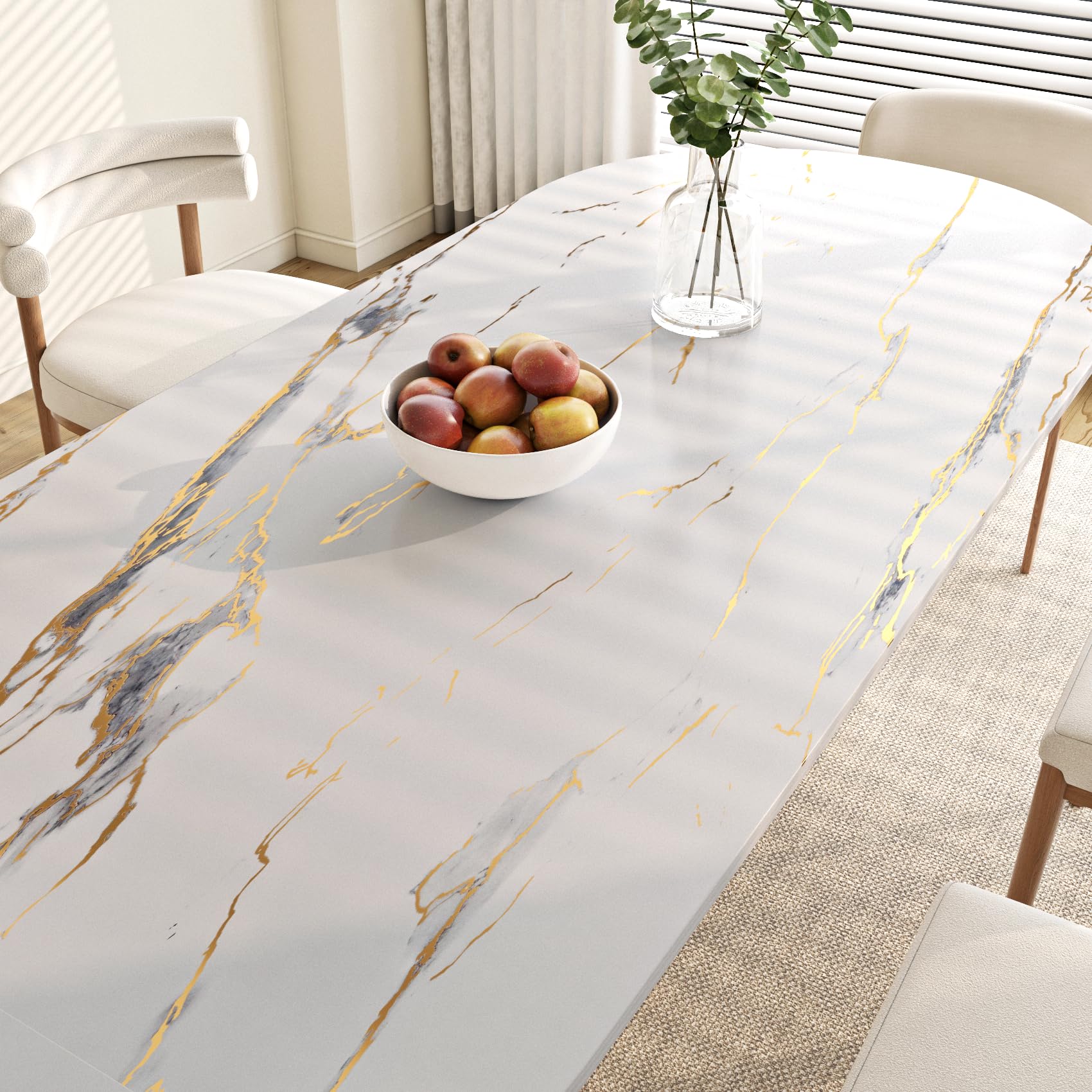 FunStick 40CMx6M Gold White Marble Contact Paper - Waterproof Self-Adhesive Vinyl for Countertops, Cabinets & Walls | Peel & Stick Wallpaper for Kitchen, Bathroom & Home Decor