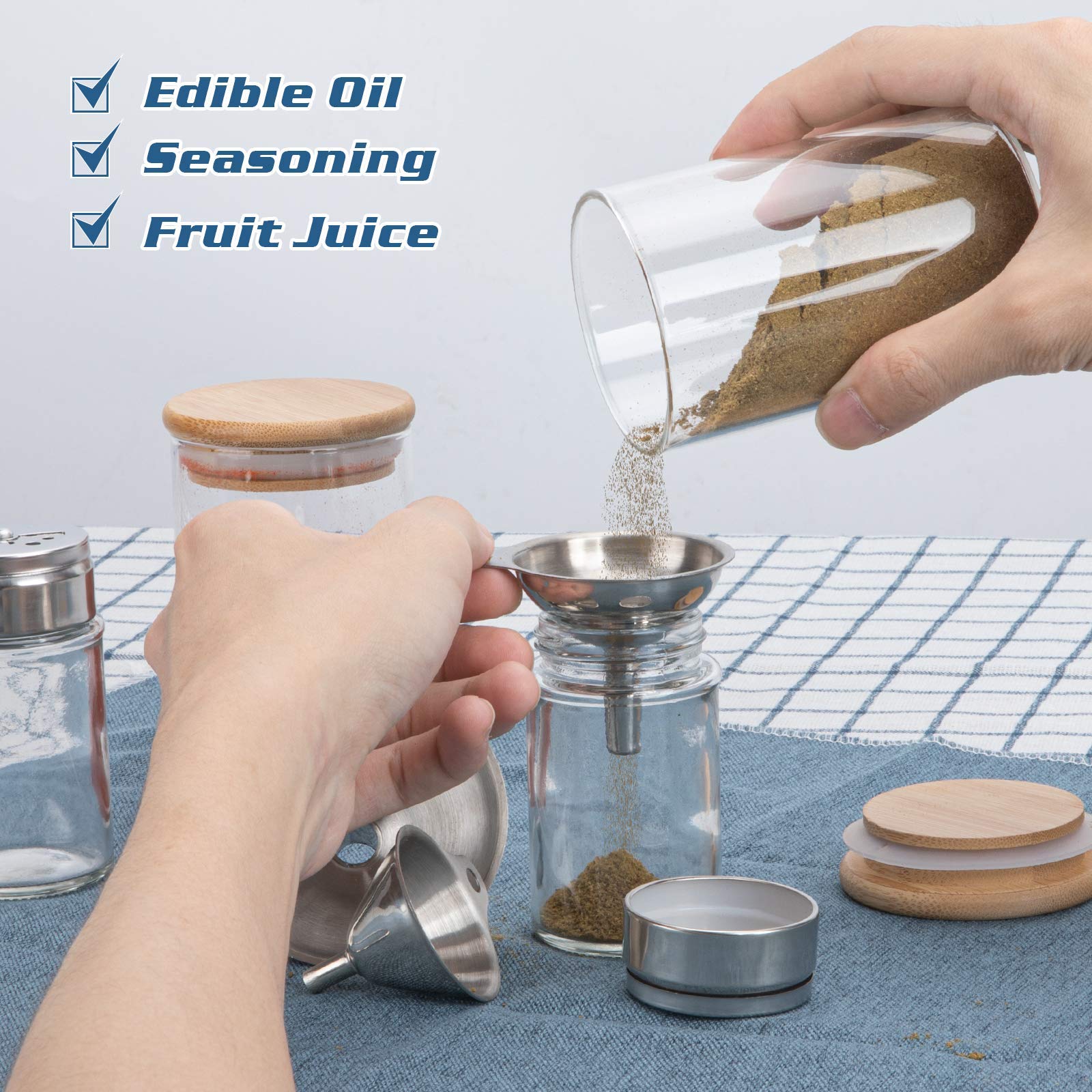 3-Piece Small Stainless Steel Kitchen Funnels Set - Food Grade Metal Funnels for Bottles, Essential Oils, Spices & Liquids - Perfect for Home Kitchen, DIY Projects & Crafting