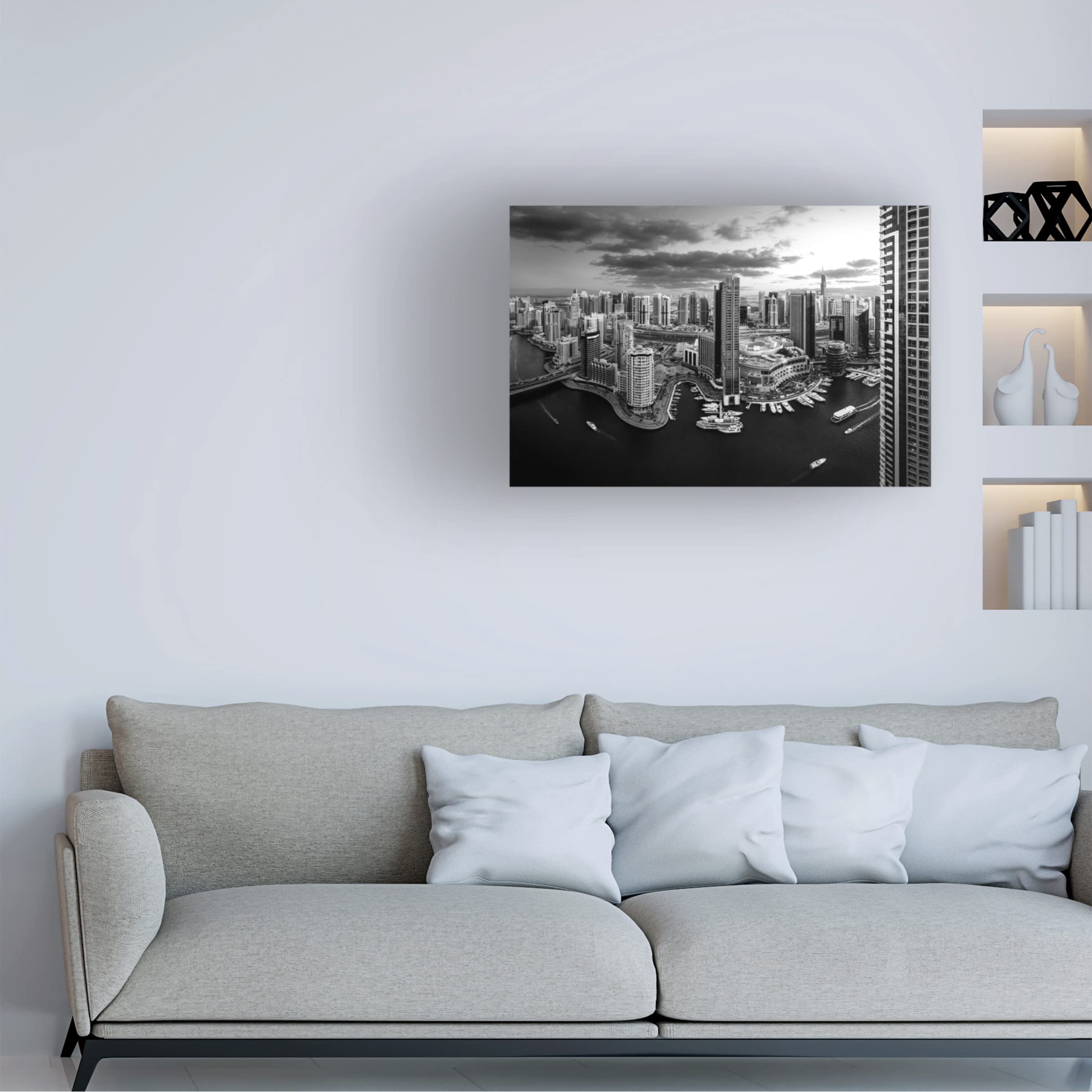 Trademark Fine Art 'Dubai Marina' Canvas Wall Art Print by Khalid Jamal - Modern Home Decor for Living Room, Bedroom & Office