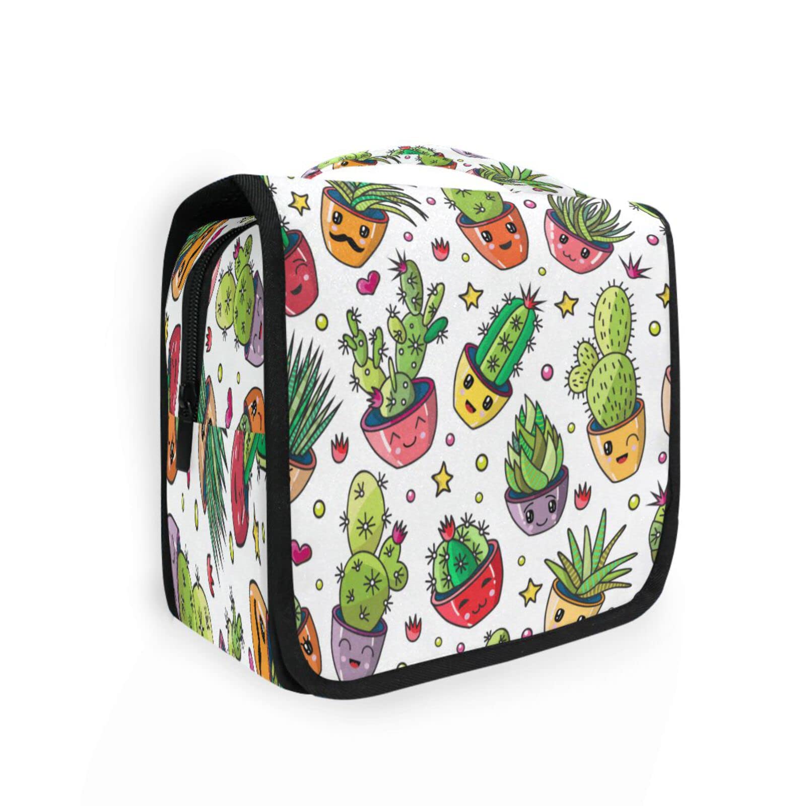 Cute Cactus Hanging Toiletry Bag - Portable Cosmetic Organizer for Travel & Bathroom Essentials