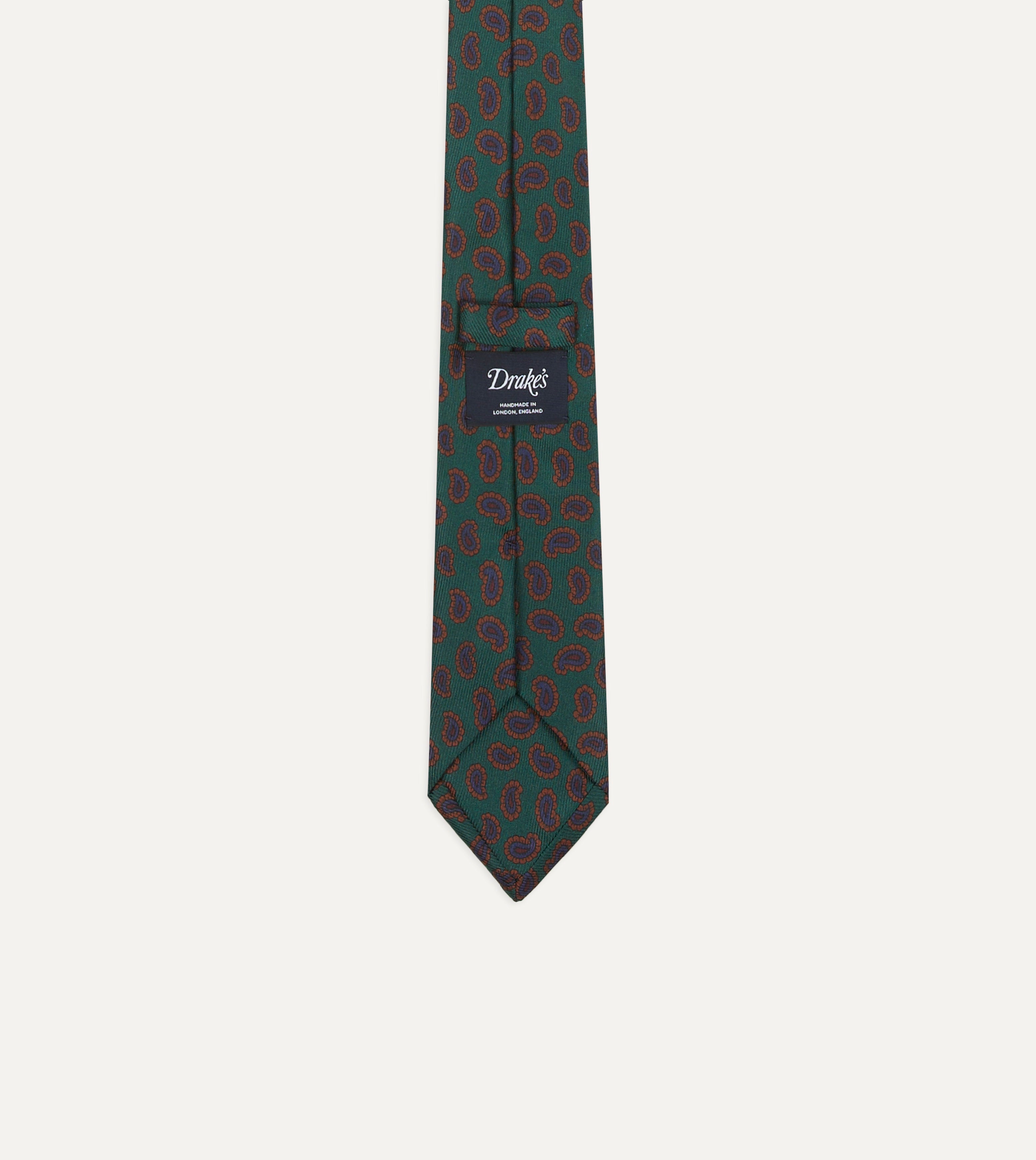 Elegant Green Paisley Leaf Print Silk Necktie - Hand Rolled Luxury Tie for Weddings, Business & Formal Occasions