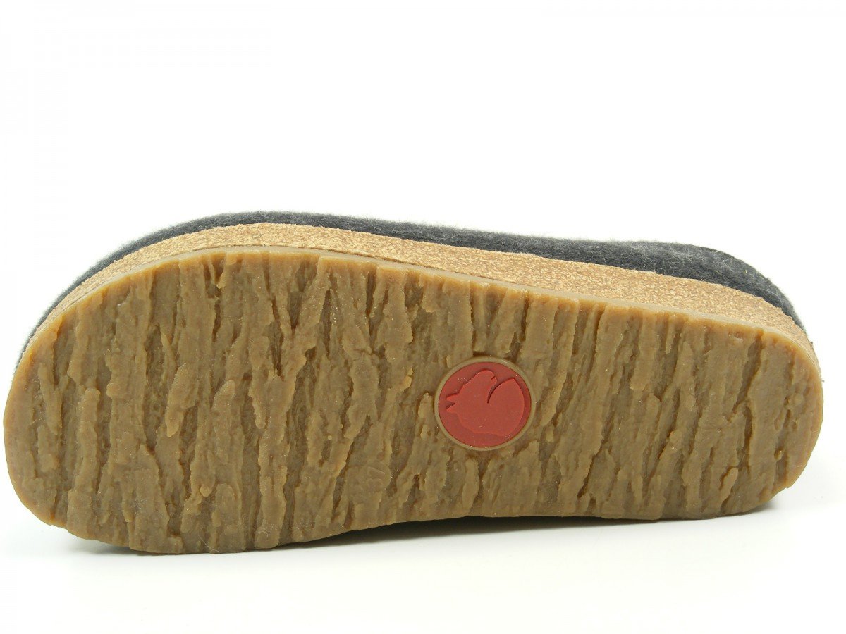 HAFLINGER Unisex Wool Felt Low-Top Slippers - Grey Graphit 77 - Arch Support Indoor/Outdoor House Shoes - US Men's Size 8.5 - Perfect for Home, Office & Winter Comfort