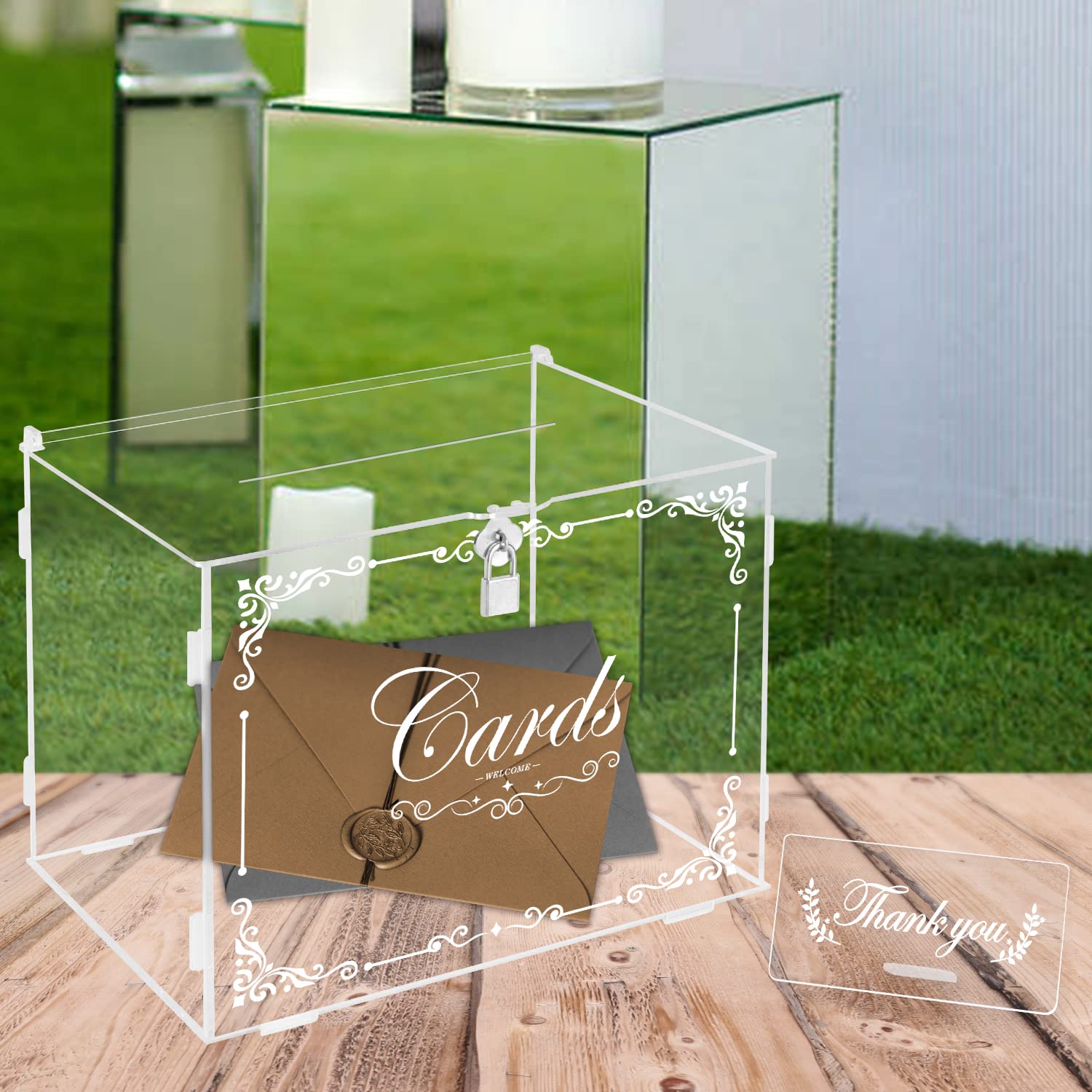 Ywlake Clear Acrylic Wedding Card Box with Lock & Slot - Money Gift Holder for Reception, Anniversary, Birthday Party & Baby Shower - Perfect for Events, Home Decor & Special Occasions