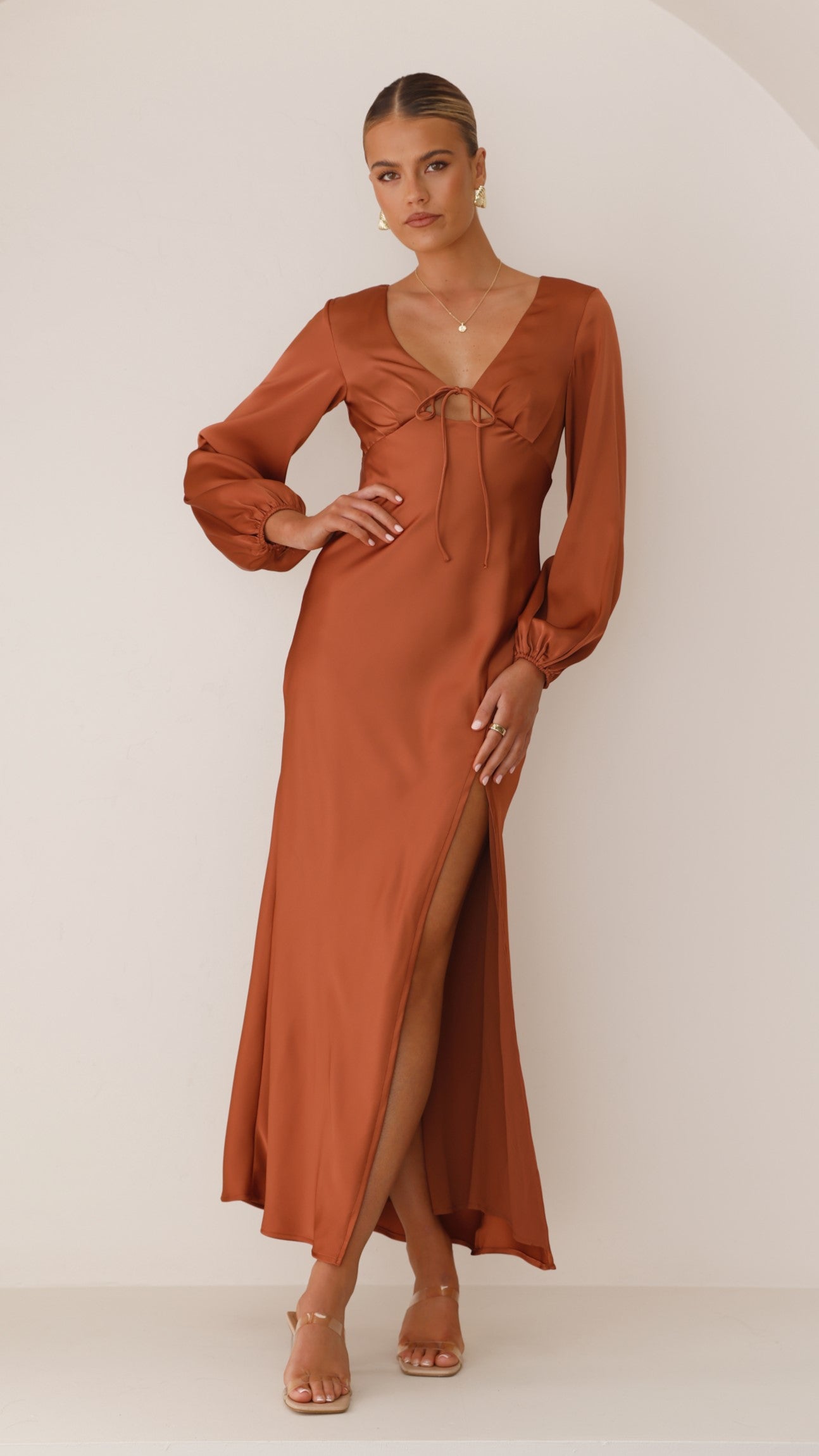 Brigitte Maxi Dress in Copper - Elegant Long Flowy Dress for Women | Perfect for Summer, Beach, Weddings & Special Occasions