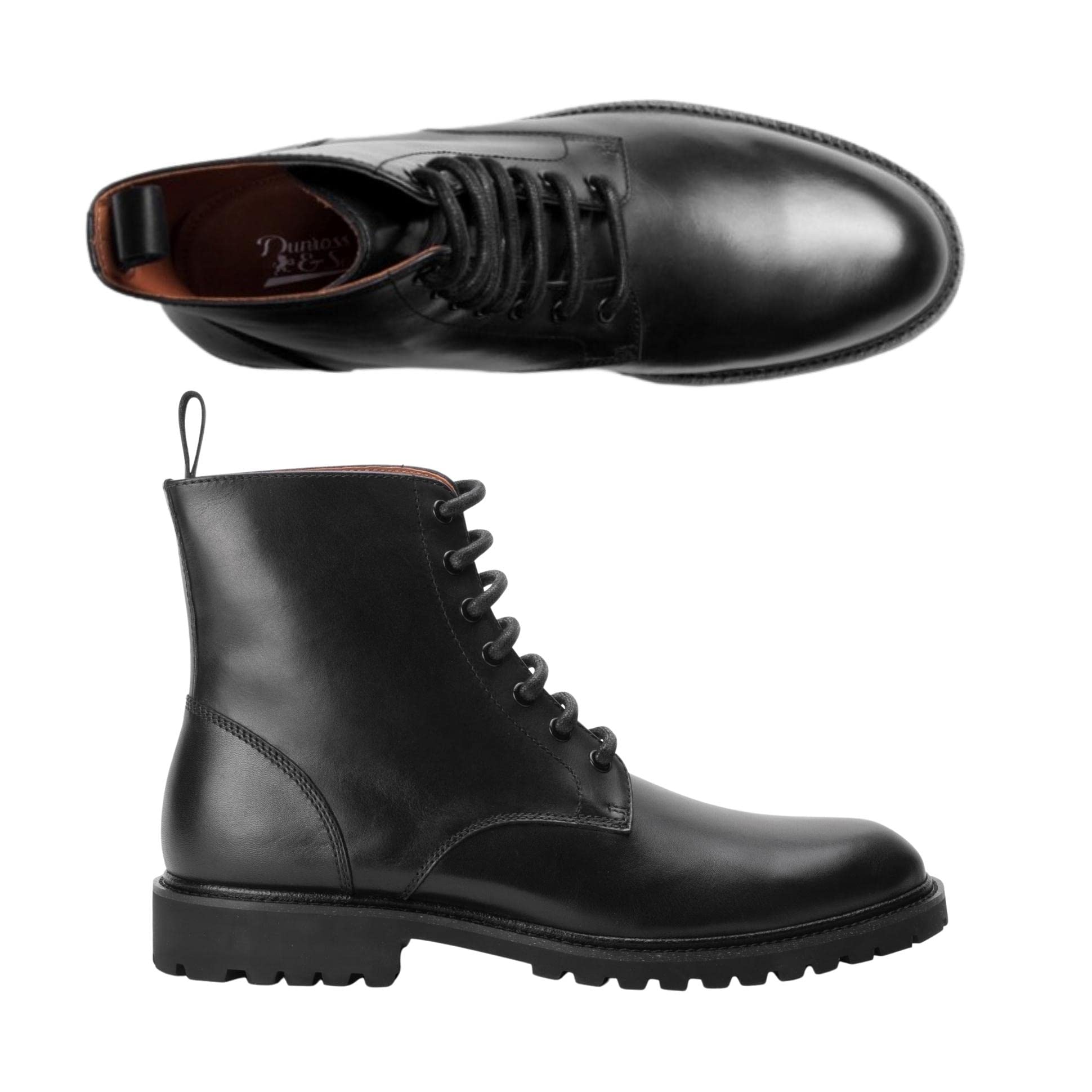 **Dunross & Sons Men's Casual Oxford Boots – Stylish Lace-Up Leather Boots with Padded Latex Footbed for All-Day Comfort – Perfect for Office, Travel & Everyday Wear**