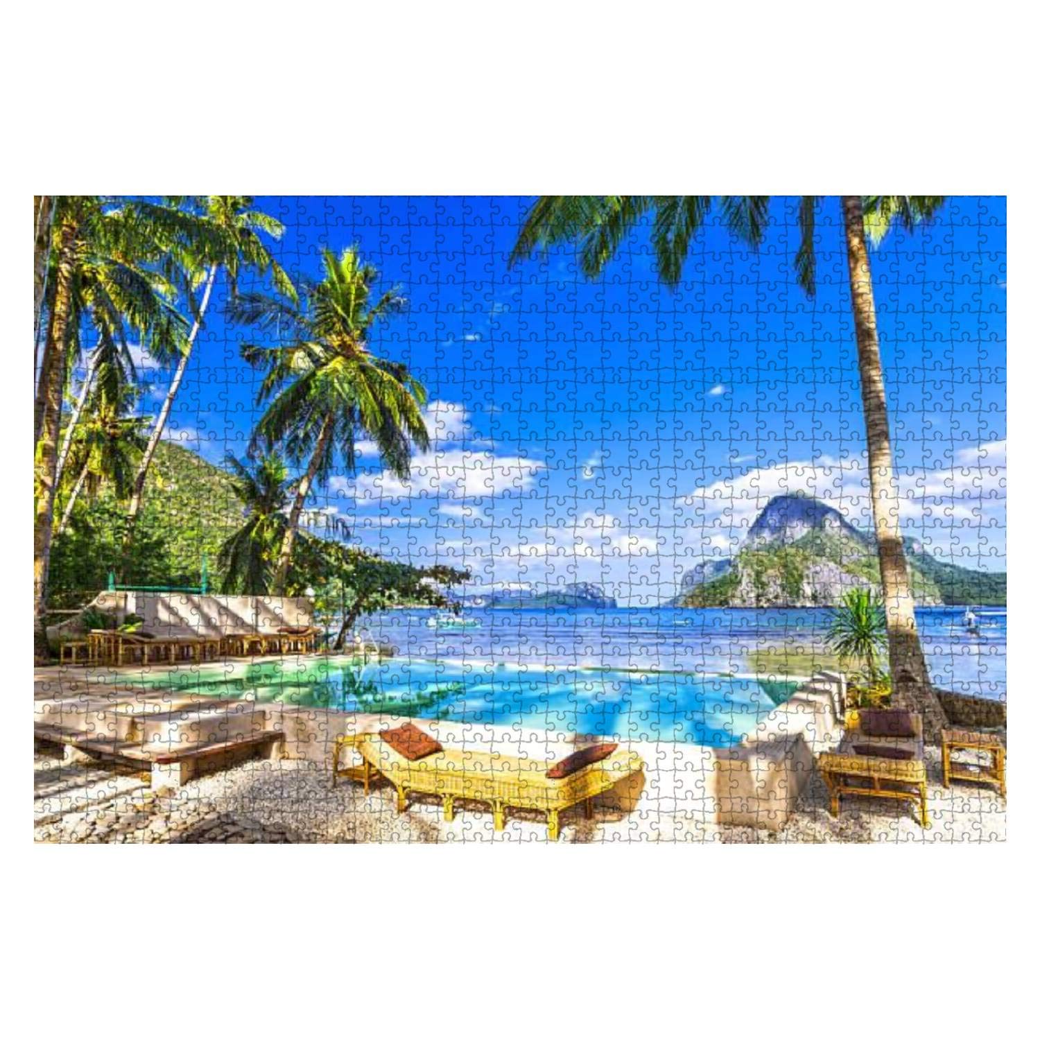 1000 Piece Wooden Jigsaw Puzzle - Tropical Luxury Holidays in El Nido Philippines - Educational Puzzle for Kids & Adults - Stress Relief Game - Perfect for Family Game Night & Classroom Activities