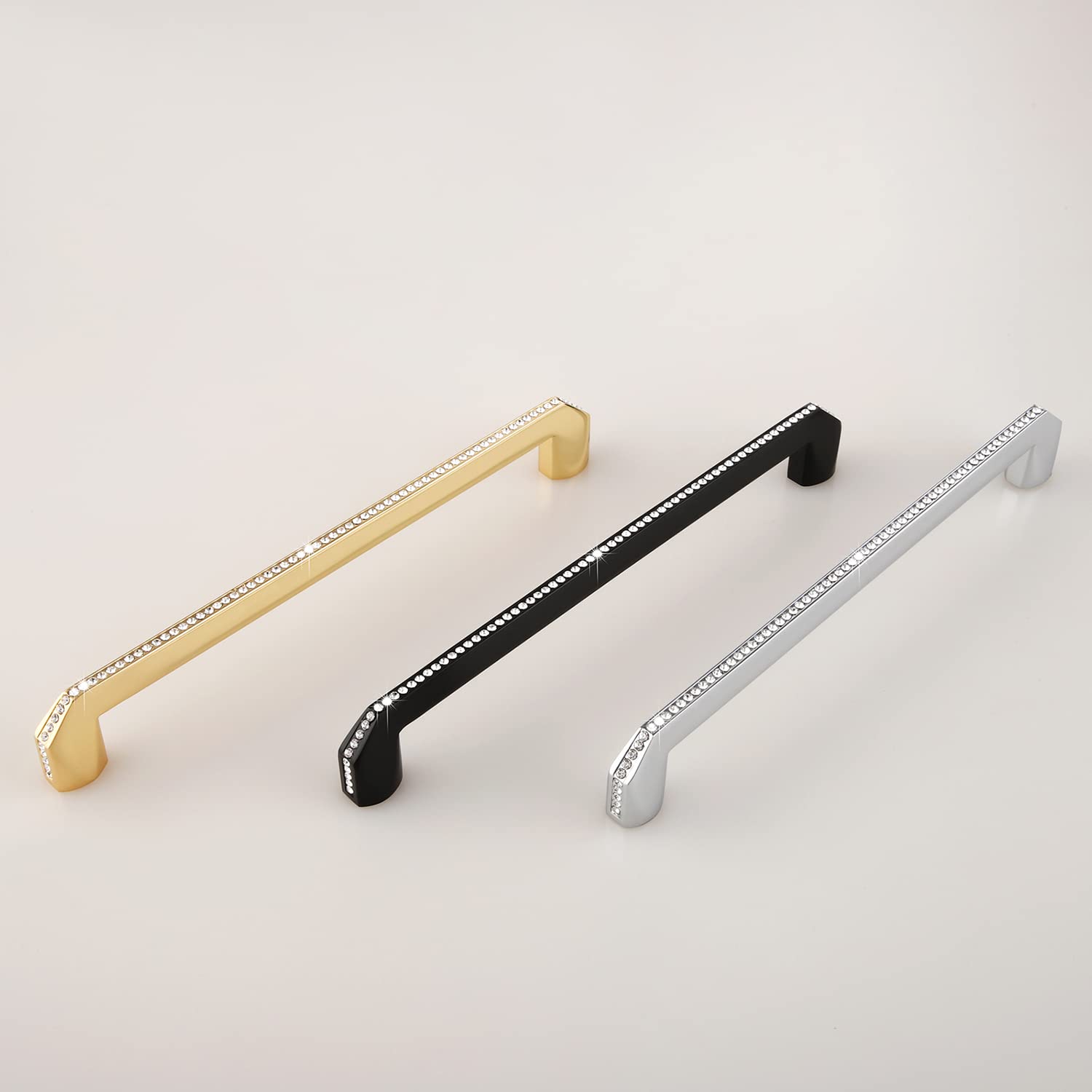 Modern Crystal Cabinet Knobs & Pulls - 2 Pack Silver Kitchen Hardware for Drawers & Furniture