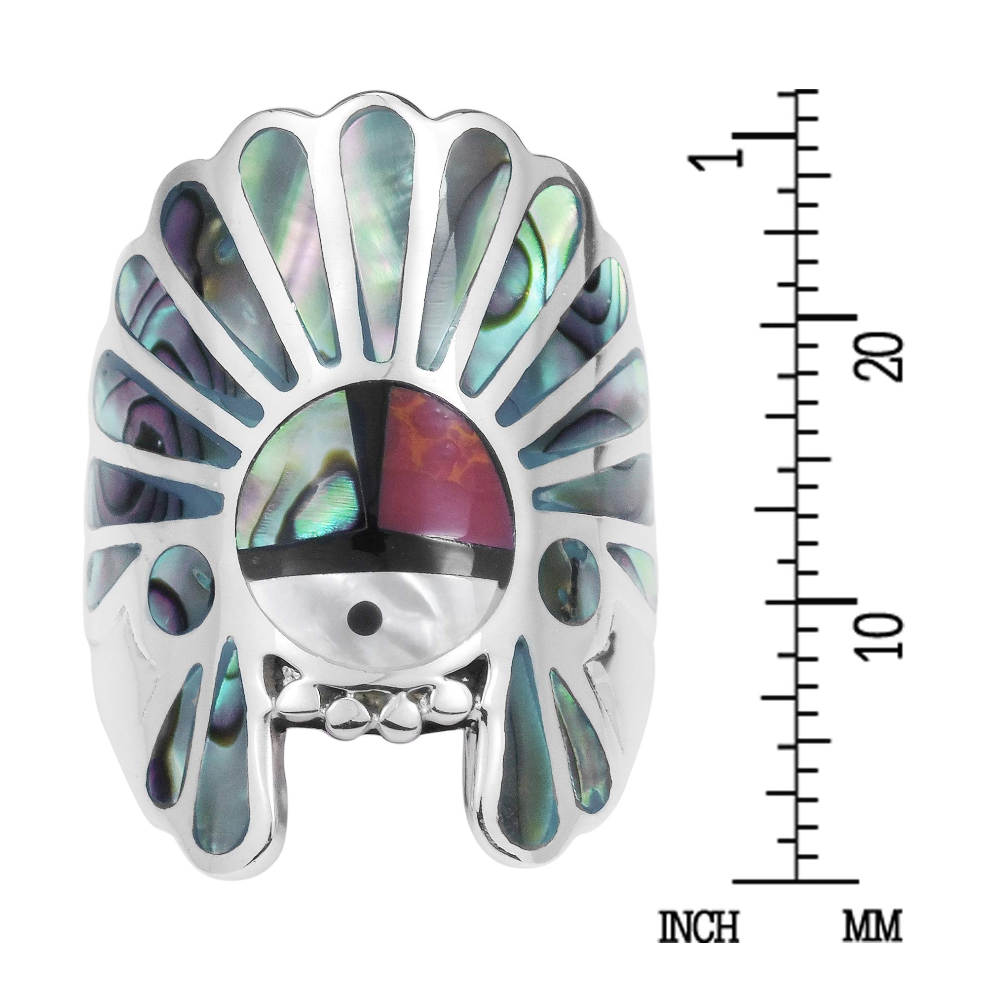 AeraVida Native American Style Abalone Shell .925 Sterling Silver Ring for Women | Handmade Tribal Jewelry | Boho Wedding, Festival & Everyday Wear
