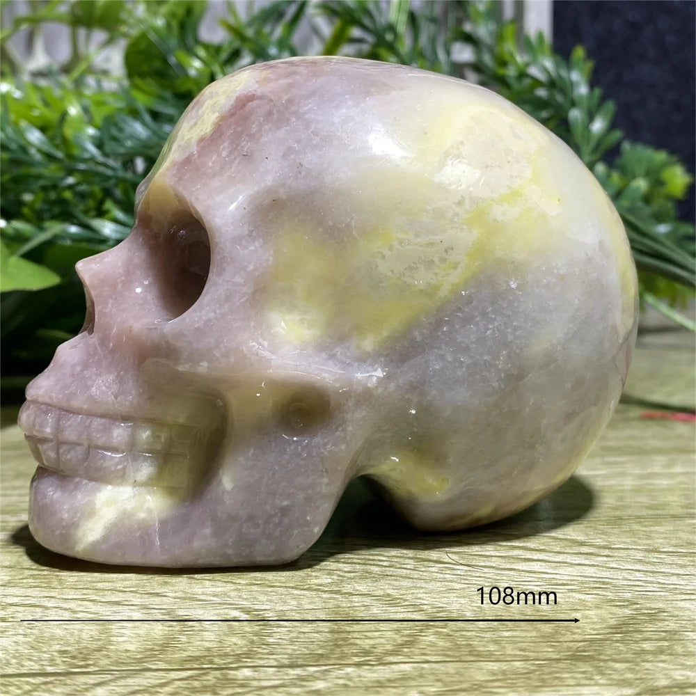 Natural Crystal Red Green Skull Tourmaline Carving - Healing Stones for Spiritual Feng Shui, Reiki Energy, Home Decor & Meditation Space Enhancement