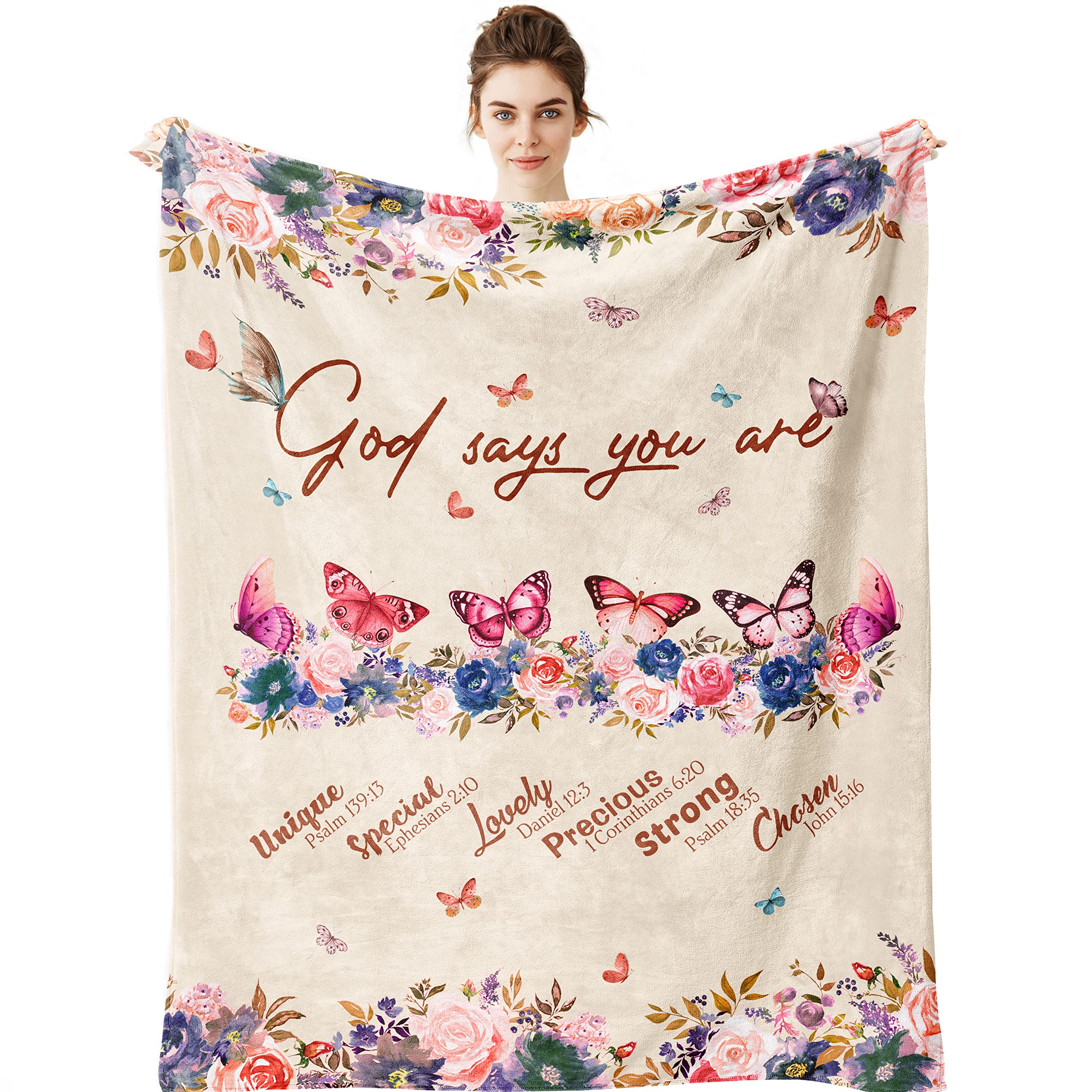 Christian Butterfly Throw Blanket for Women - 60