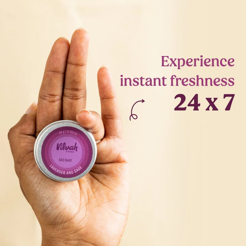 Deo Shot Natural Deodorant - Lavender & Sage Scent for Women & Men | All-Day Freshness for Workouts, Travel & Daily Use