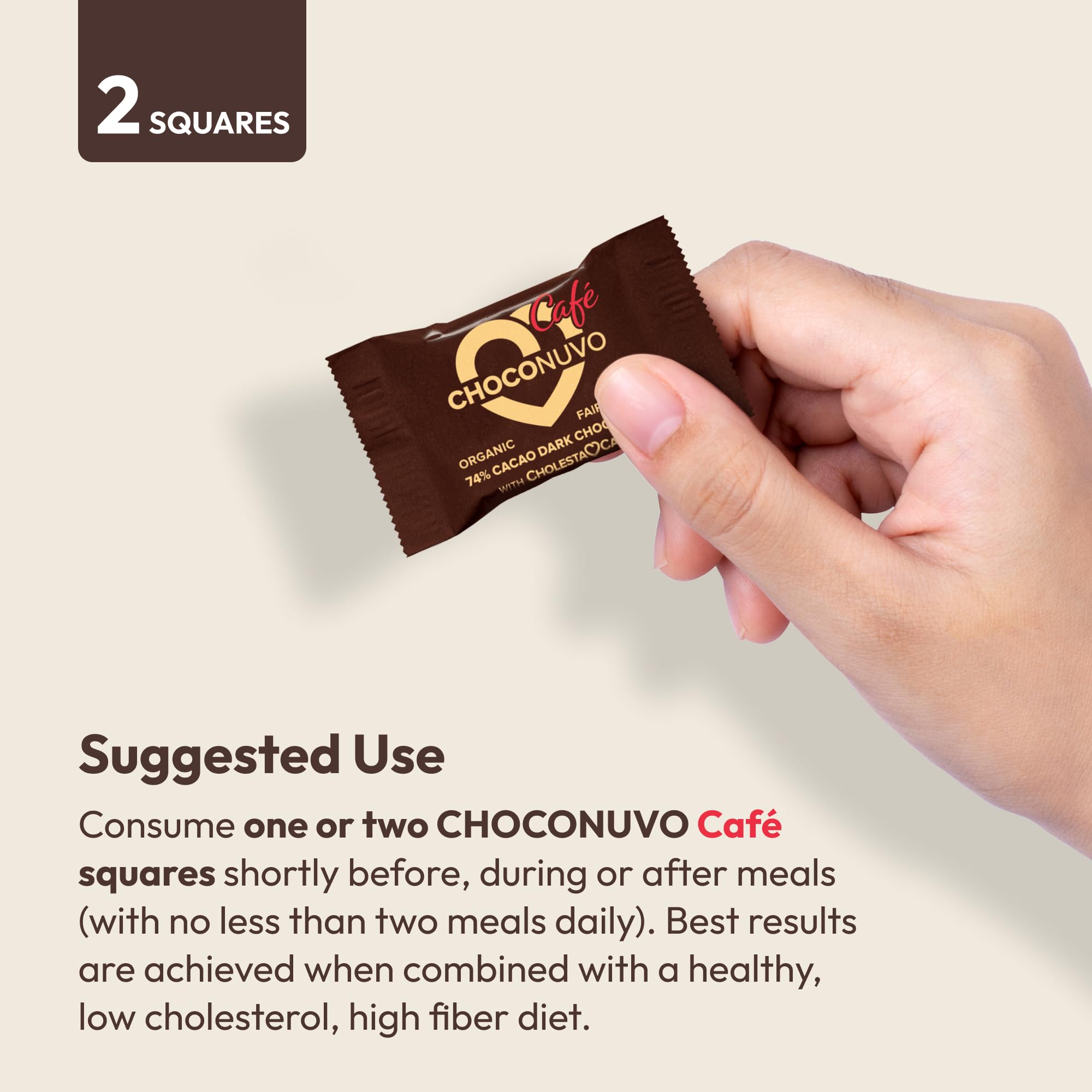 Organic Fair Trade Coffee-Flavored Dark Chocolate 74% Cacao - ANDREW LESSMAN ChocoNuvo Café 180 Pieces with Plant Sterols for Healthy Cholesterol Balance, 25 Calorie Low Fat Squares - Perfect for Gifts, Office Snacks & Healthy Desserts