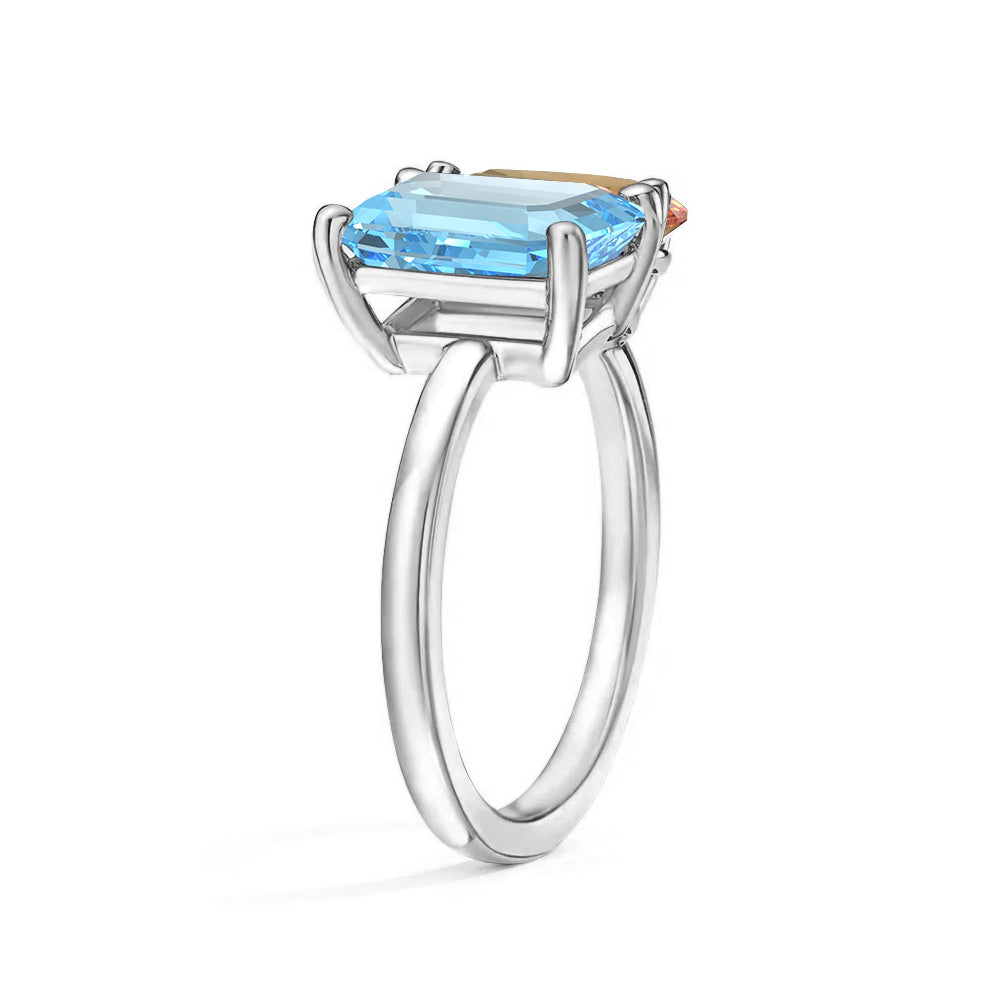 Personalized Toi et Moi Aquamarine Birthstone Ring for Women - Custom Anniversary, Engagement & Wedding Jewelry Gift - Perfect for Couples, Brides & Romantic Occasions