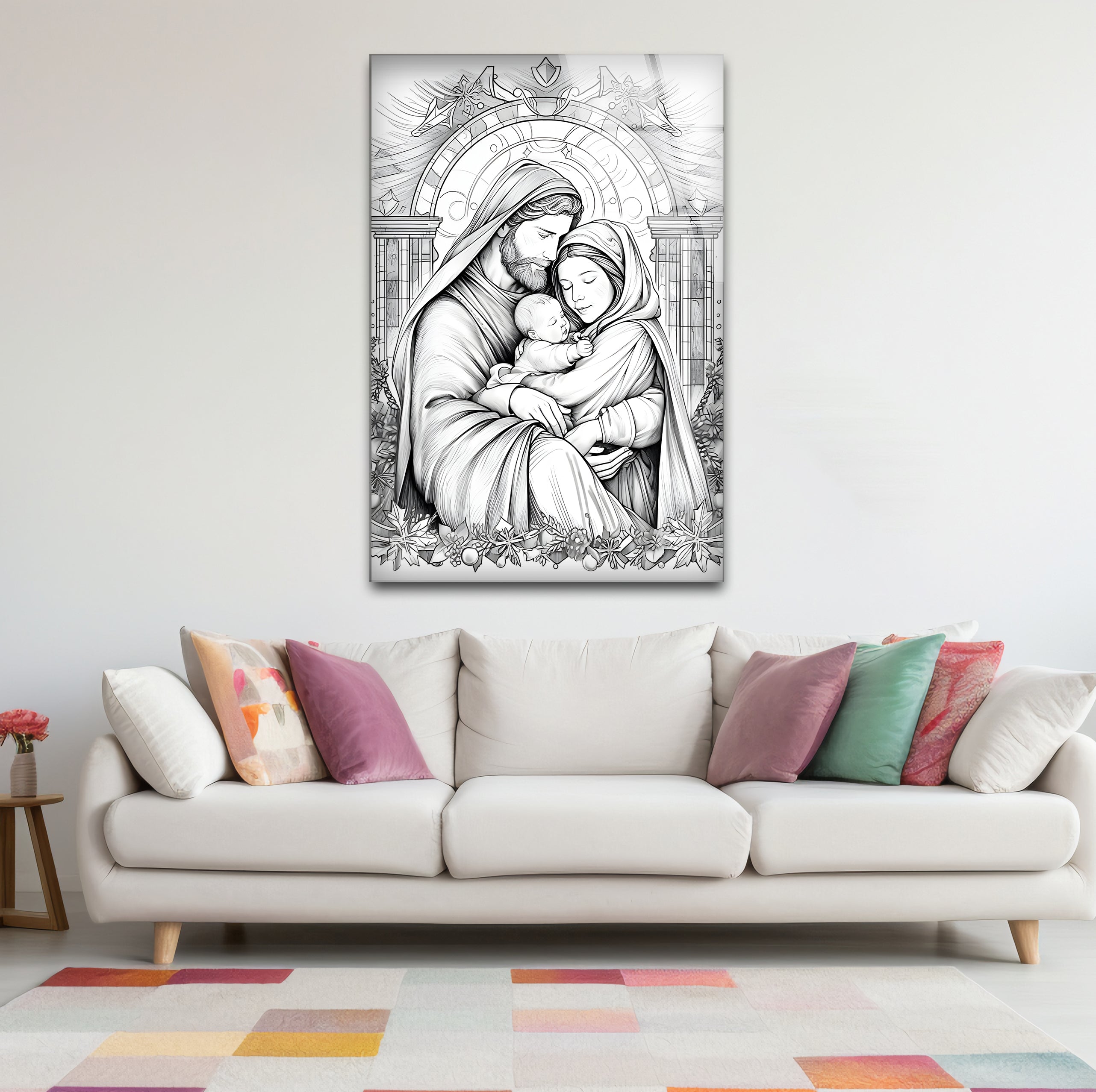 Black & White Christmas Soul Glass Wall Art - Elegant Holiday Home Decor for Living Room, Bedroom & Office - Perfect Gift for Christmas & Winter Season