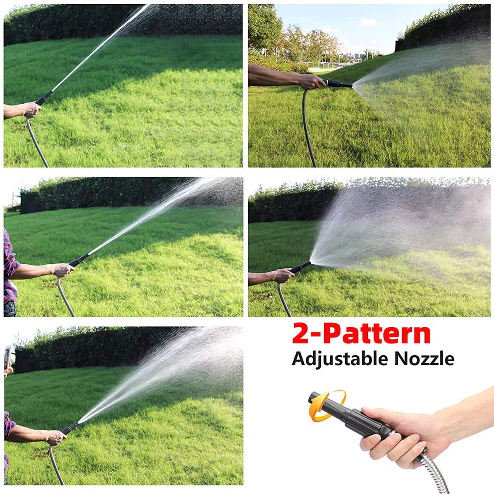 50 ft Stainless Steel Flexible Metal Garden Hose - Heavy Duty Water Hose for Lawns, Gardens & Outdoor Cleaning | Durable & Kink-Free Design
