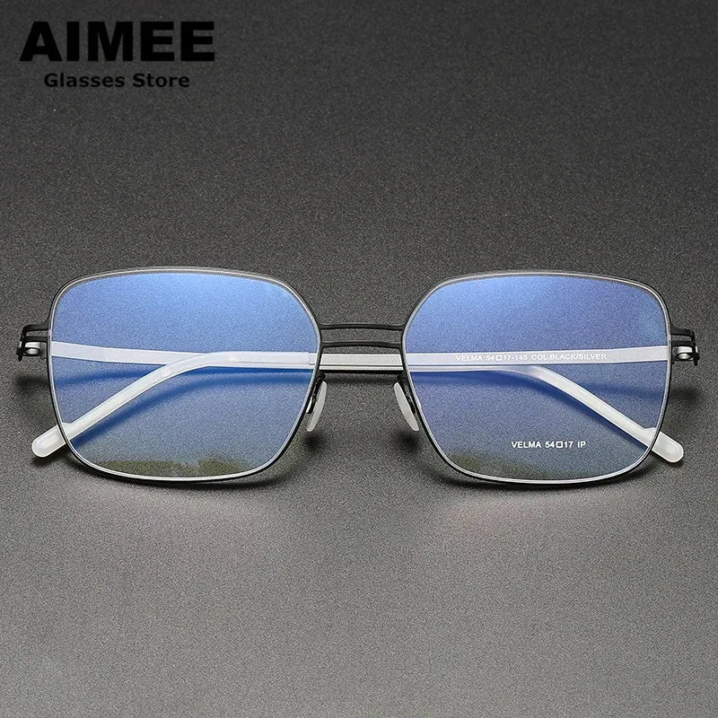 Aimee Women's Full Rim Square Double Bridge Stainless Steel Eyeglasses Frame 22511 - Stylish & Durable for Work, Reading & Fashion