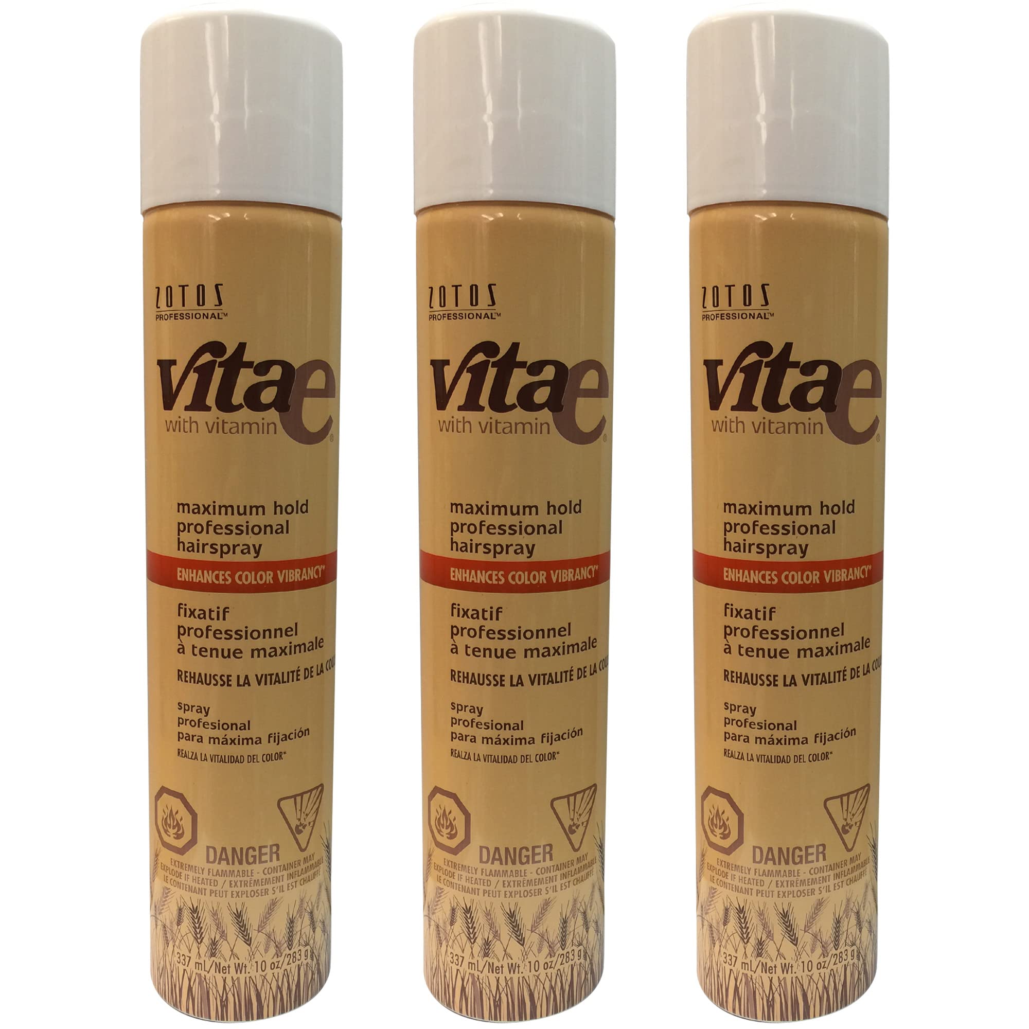 Lamaur Vita-e Maximum Hold Professional Hair Spray - 10 oz (3 Pack) - 55% VOC - Strong Hold Hairspray for All Hair Types - Perfect for Styling, Volume, and Long-Lasting Hold