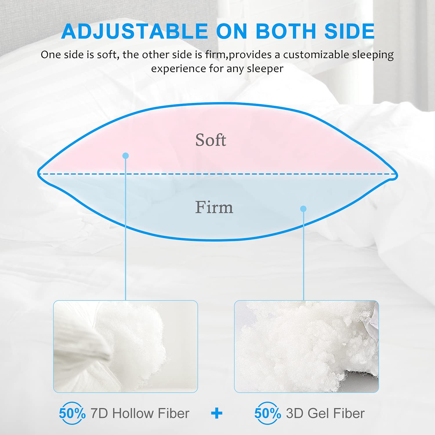 EIUE Hotel Collection King Size Bed Pillows 2 Pack - Super Soft Down Alternative Microfiber Filled Pillows for Side & Back Sleepers (20x36 Inches) - Perfect for Hotels, Guest Rooms & Luxury Home Bedding