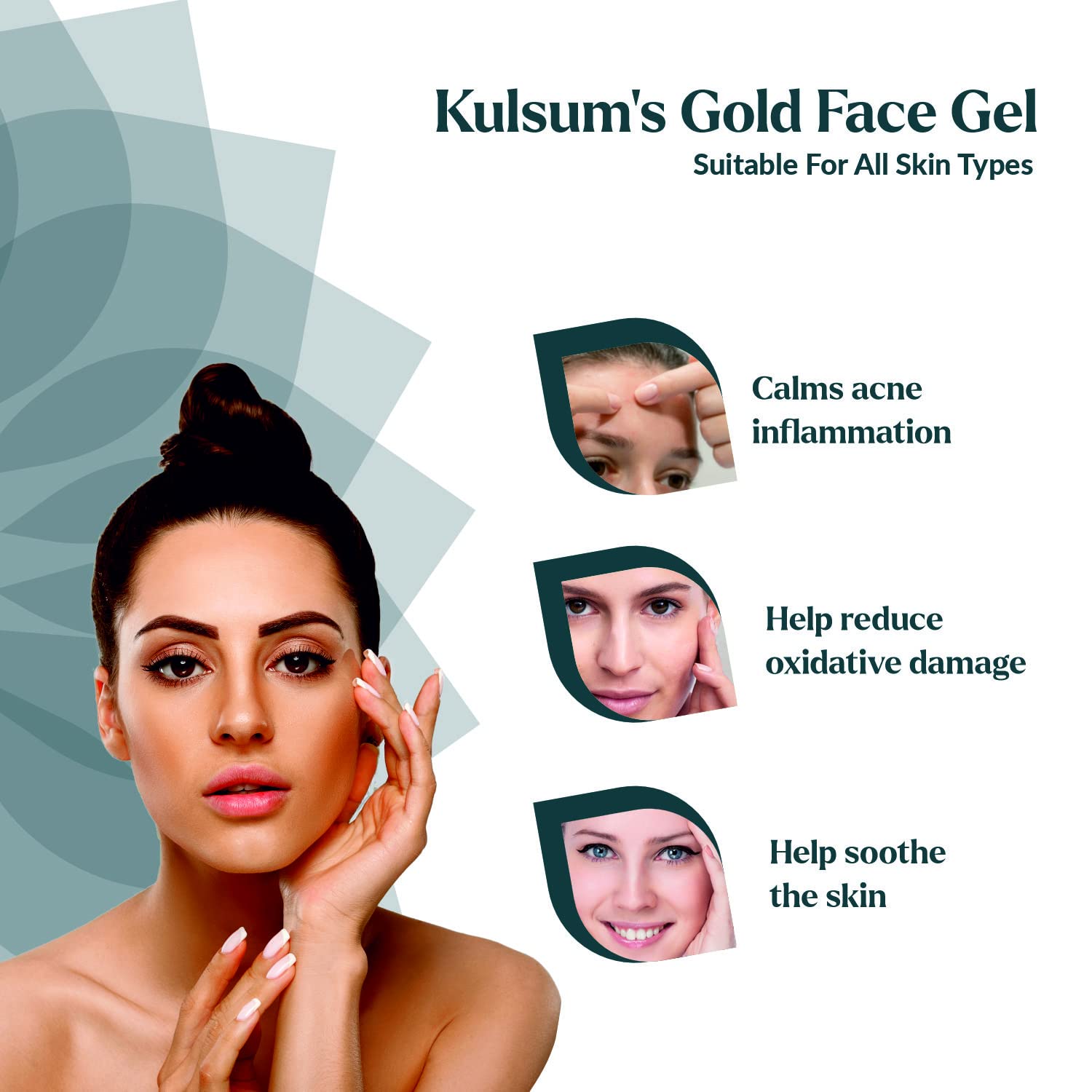 Kulsum's Kaya Kalp Herbals Gold Gel Face Massage Gel for All Skin Types - 40g | Brightening & Anti-Aging Facial Treatment | Perfect for Daily Skincare Routine & Spa Nights