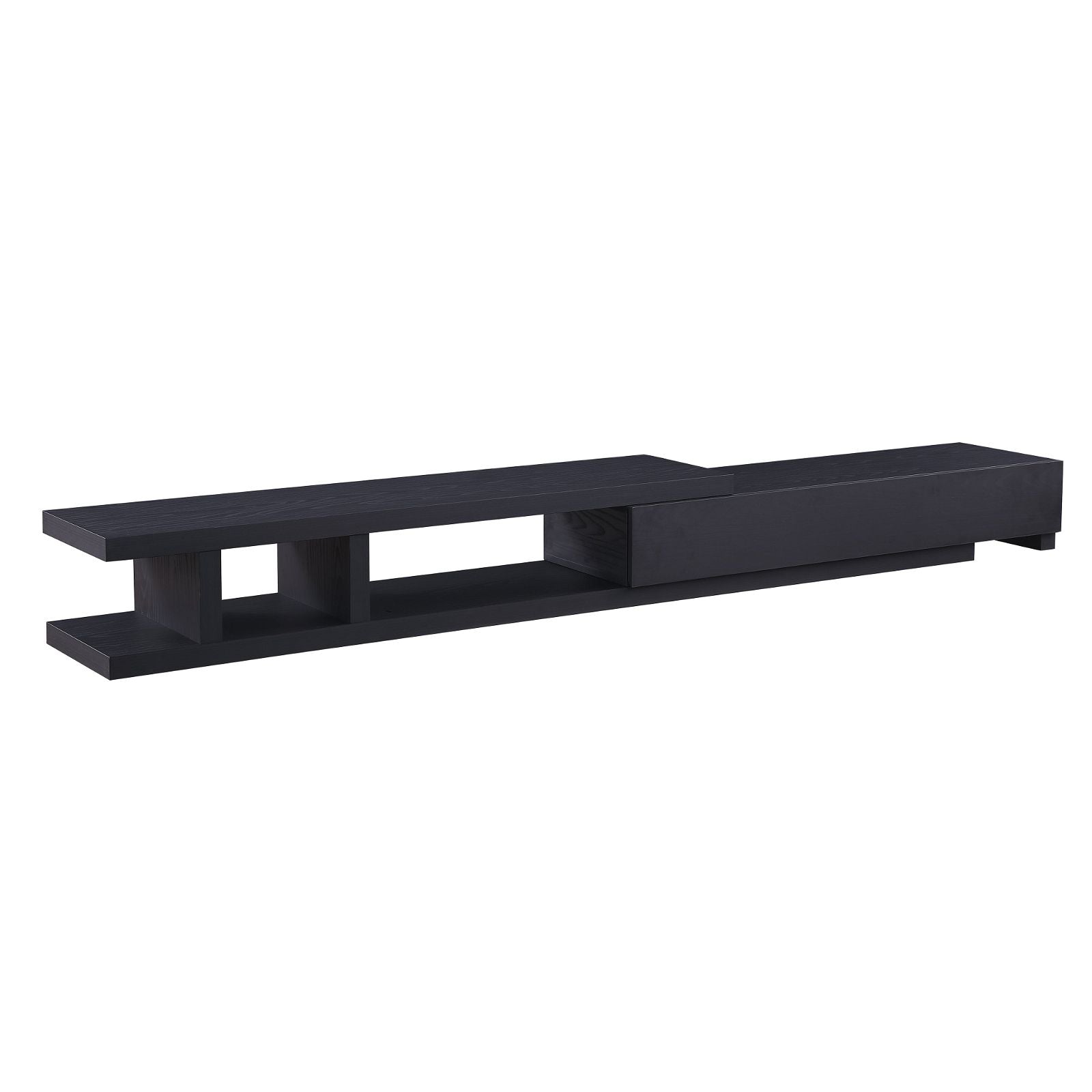 Criterion Coventry Extendable TV Stand 279cm - Black Oak Entertainment Center for Living Room, Home Theater & Media Storage