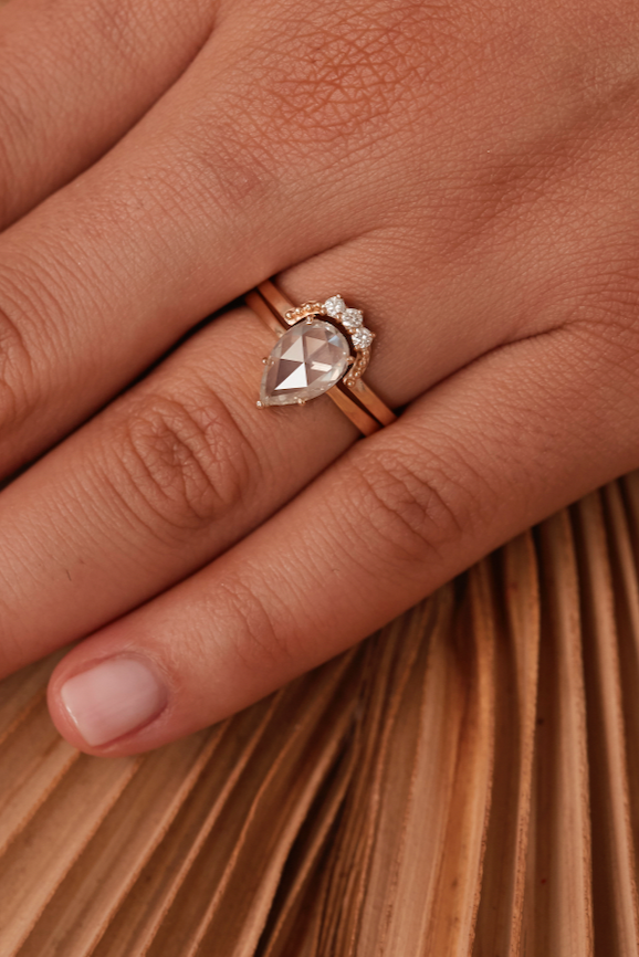 14K Yellow Gold Champagne Diamond Forever Stack Ring - Elegant Wedding Band, Anniversary Gift for Her, Perfect for Bridal Jewelry & Special Occasions