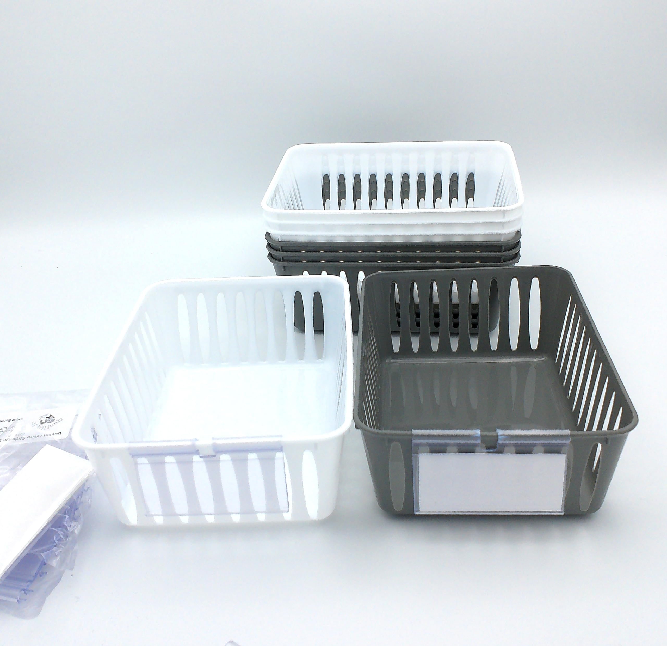 8 Pack Grey & White Storage Baskets (6.25