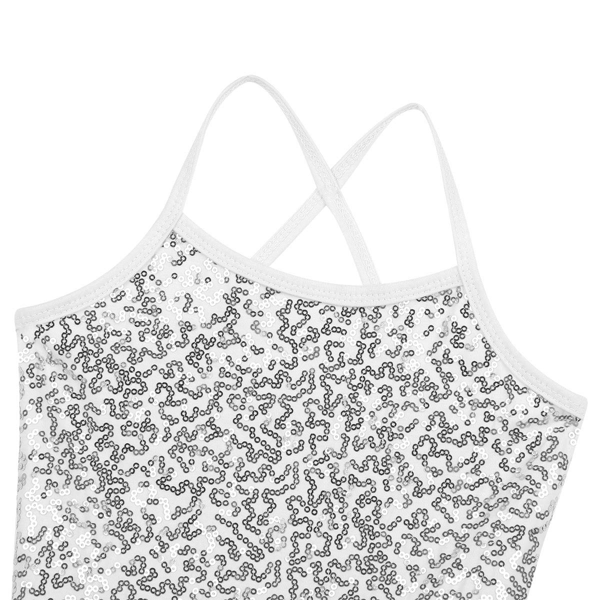 iEFiEL Girls Sequined Ballet Dance Dress - Sparkly Spaghetti Strap Leotard for Gymnastics, Recital & Competition - Toddler Ballerina Costume for Dance Class, Performance & Photo Shoot