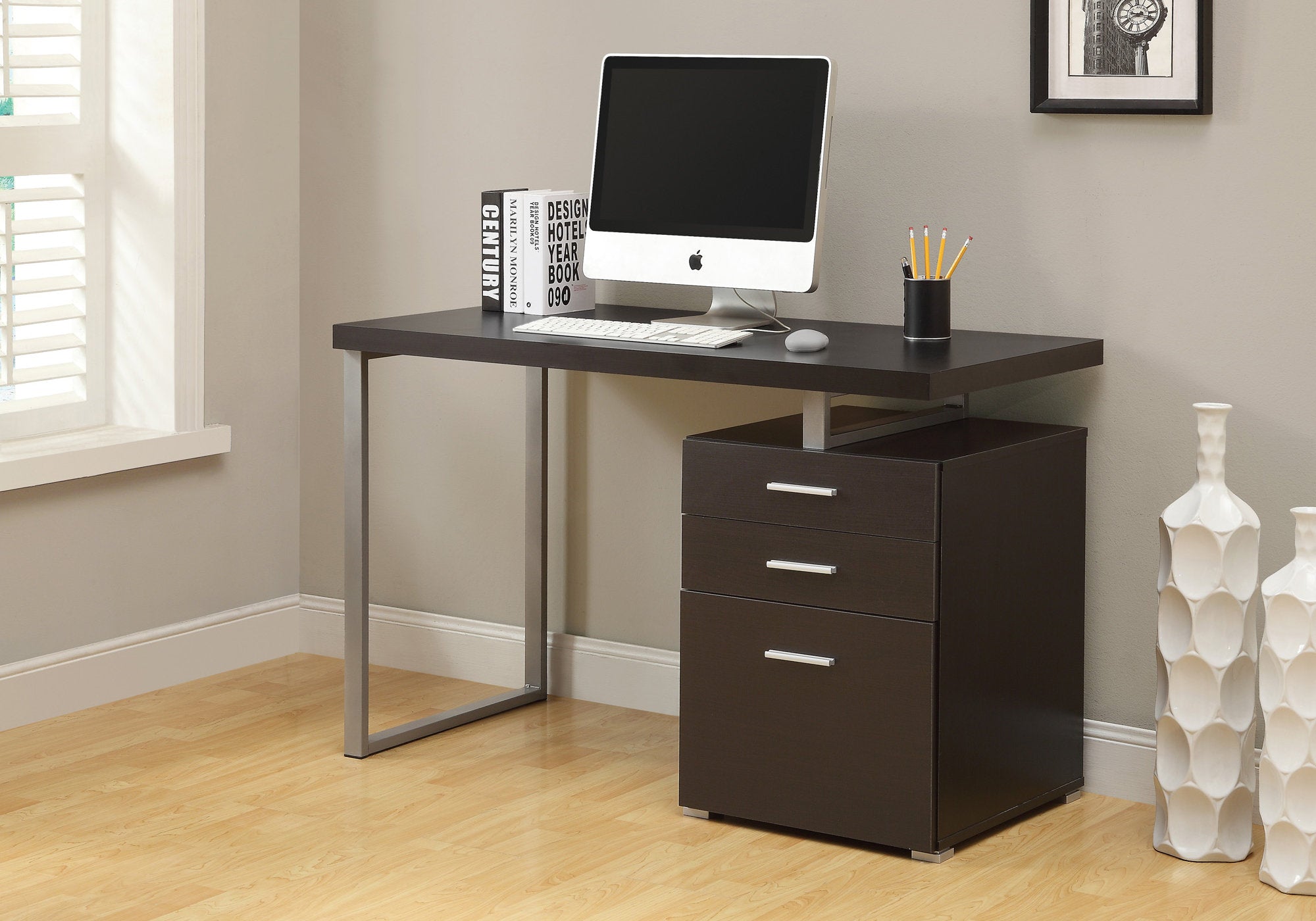 48L Office Series Espresso Desk - Left or Right Facing - Perfect for Home Office & Workspace Organization