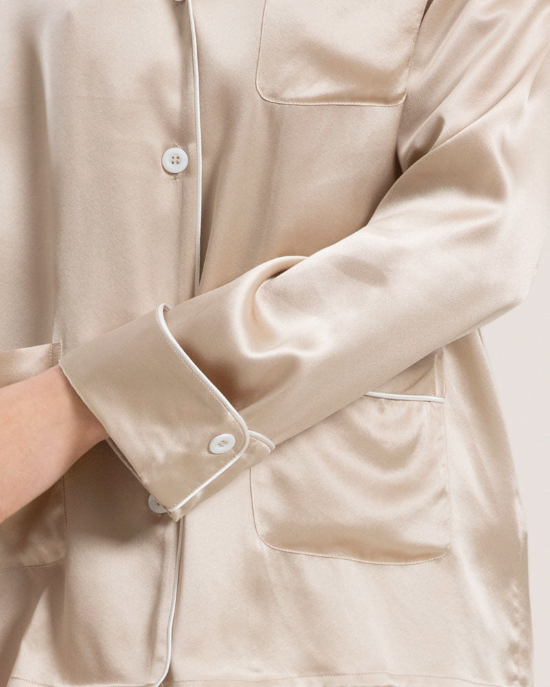 Luxury Classic Silk Pajamas for Women - Soft & Comfortable Sleepwear Set - Perfect for Nighttime Relaxation, Spa Days & Romantic Getaways