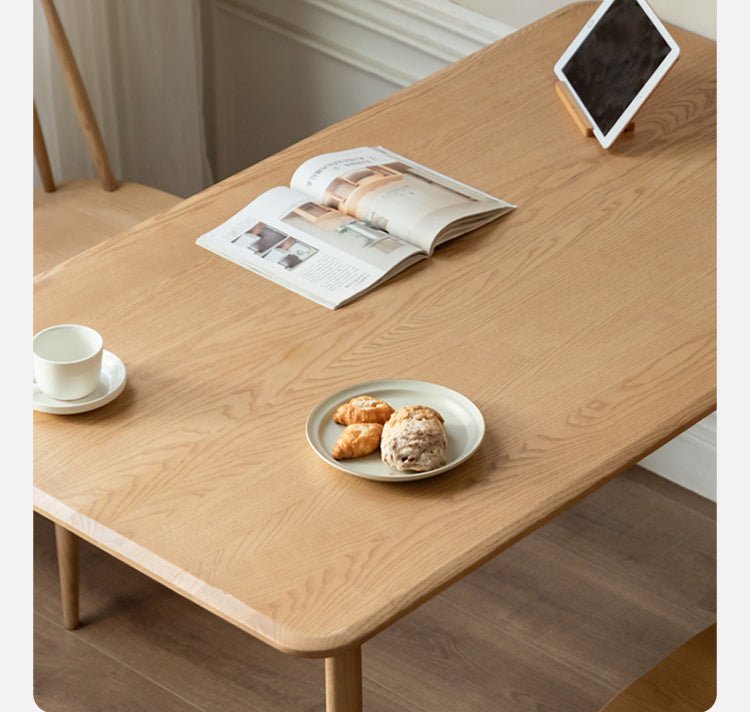 Solid Oak and Ash Wood Nordic Dining Table - Modern Scandinavian Style for Home, Kitchen, and Dining Room Decor