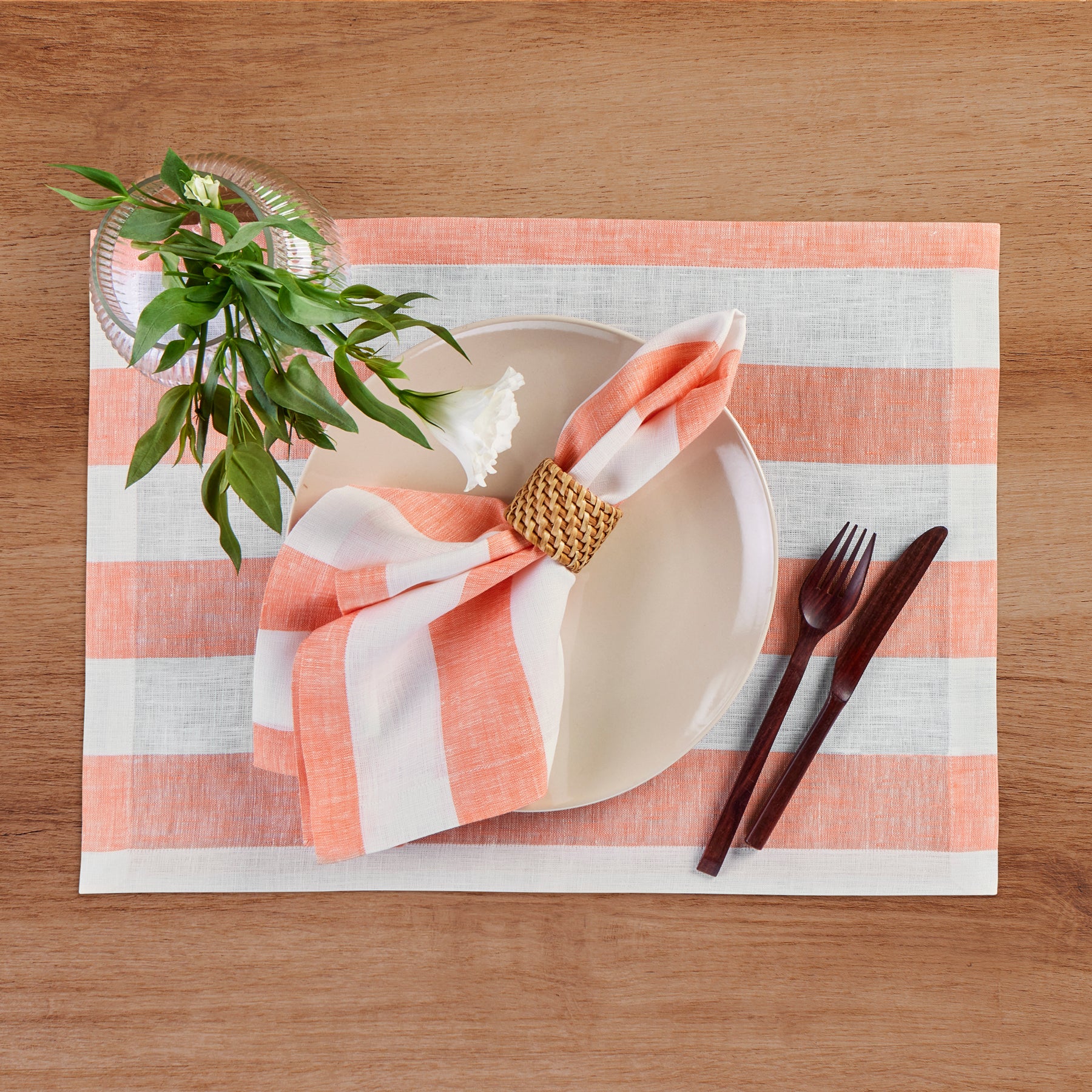 Stylish Cabana Stripe Placemats Set of 4 - Waterproof & Durable Table Mats for Dining, Kitchen, and Outdoor Entertaining