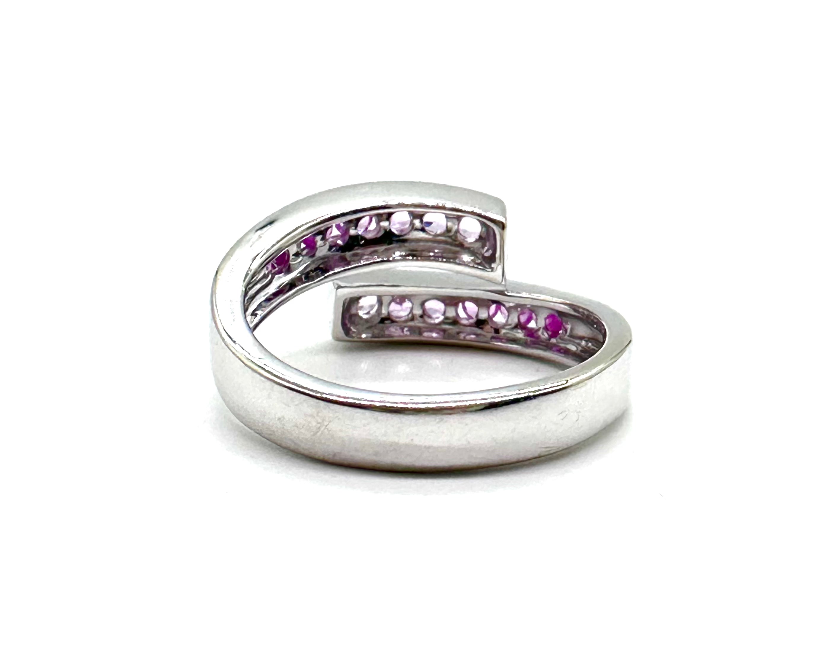 Pink Sapphire Ombre Bypass Band Ring - Elegant Gradient Gemstone Jewelry for Women | Perfect for Weddings, Anniversaries & Special Occasions