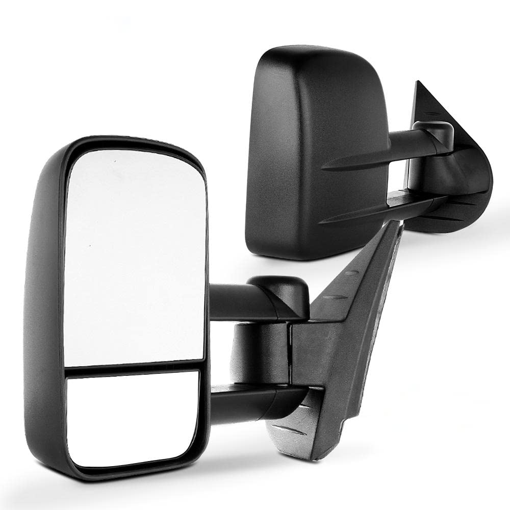 SCITOO Convex Glass Manual Telescoping Folding Towing Mirrors for Chevy Silverado & GMC Sierra 1500/2500HD/3500 (2007-2013 Models) - Exterior Truck Accessories for Safe Towing & Enhanced Visibility